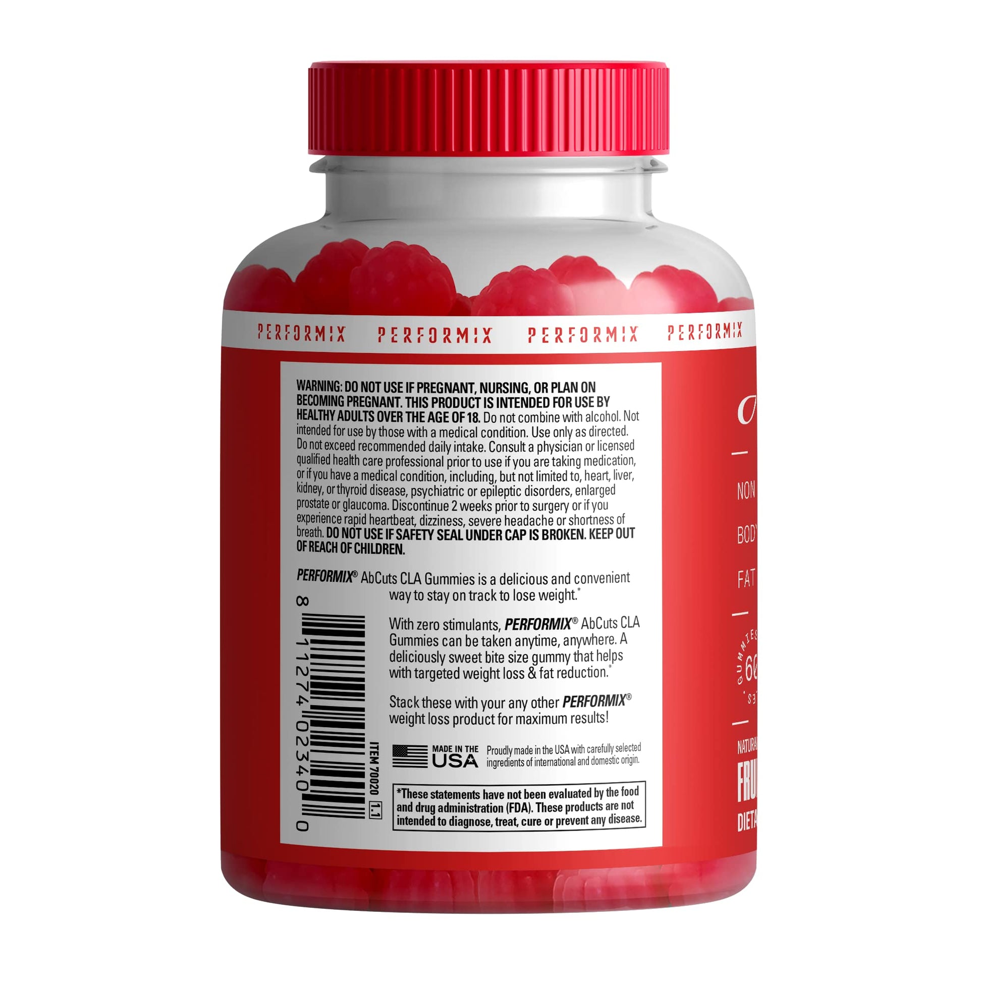 PERFORMIX AbCuts CLA Gummies - 60 Gummies, Fruit Punch - Non-Stimulant PERFORMIXUS supplements