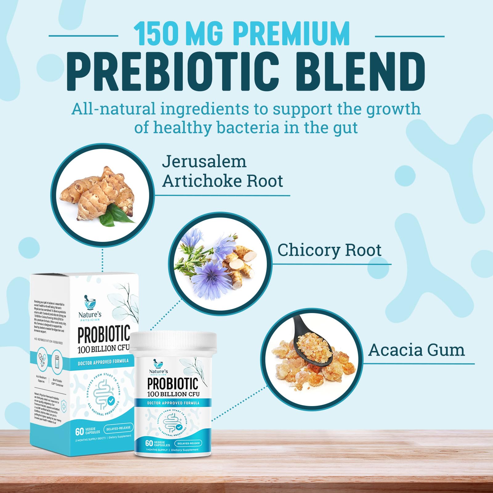 Nature's Physician Probiotics - 100 Billion CFU - 16 Strains + Prebiotics - Best Probiotic Supplement for Women & Men - Supports Immune, Digestive Health, Occasional Constipation & Gas - 60 Capsules Nature's PhysicianAu supplements