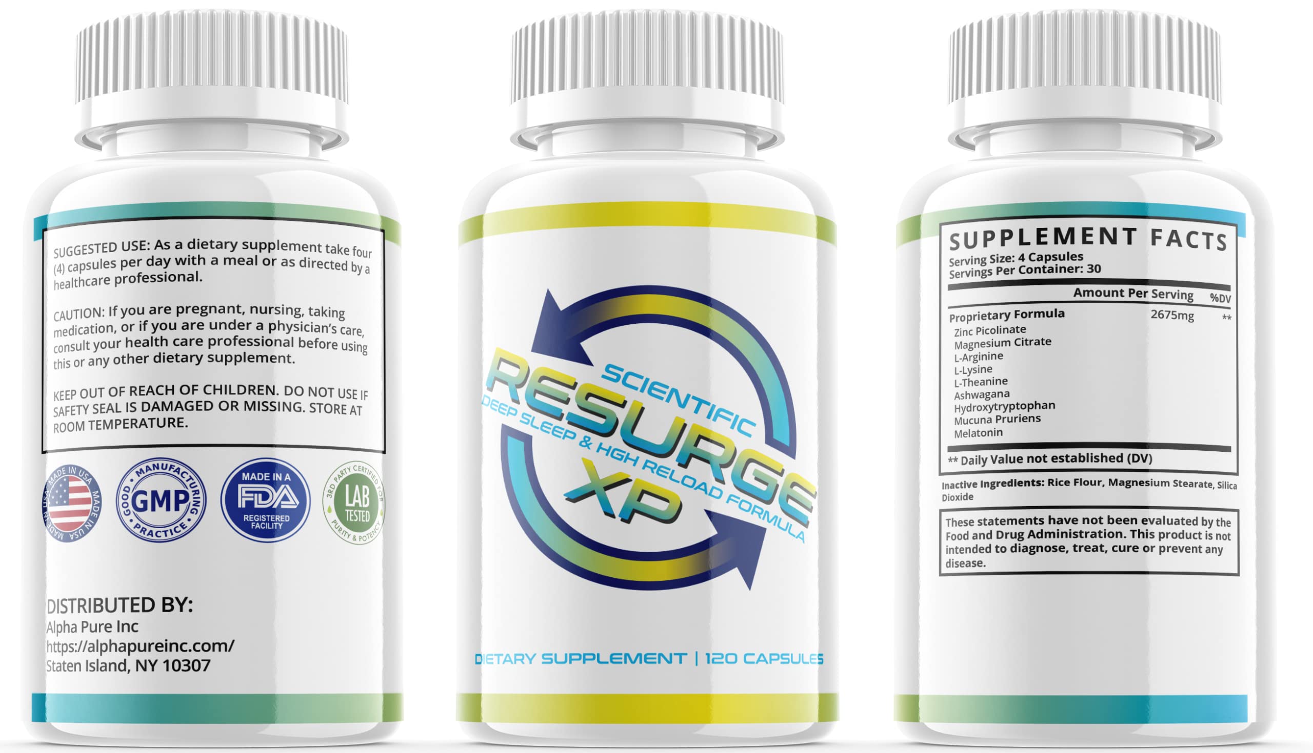 Alpha Pure Scientific Resurge XP Deep Sleep Support Formula 120 Capsules Alpha PureUS supplements