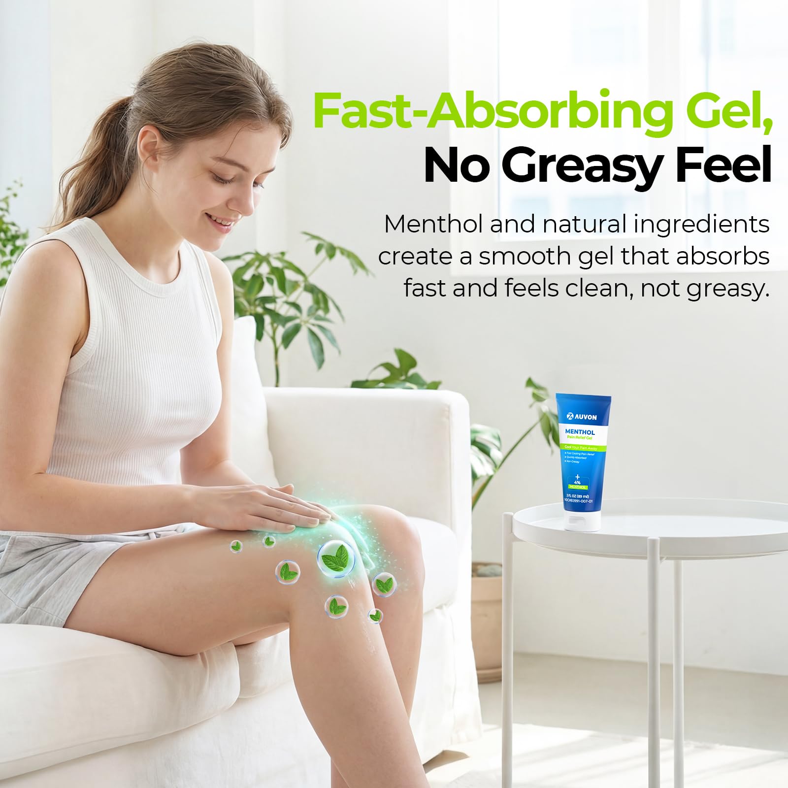 AUVON Menthol Pain Relief Gel for Chronic Joint & Back Pain, Arthritis Pain Reliever for Muscle Pain Relief, Fast-Acting Menthol Cooling Gel Soothes Knee, Hip, Shoulder, Neck Pain, 3 FL OZ Per Pack AUVONAu supplements