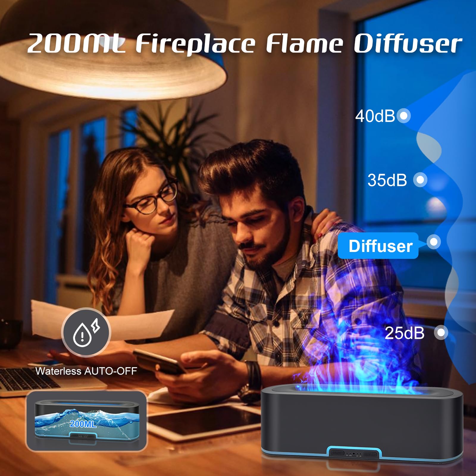 Jpord Flame Fire Essential Oil Diffuser,200ml Aromatherapy Diffuser,Fire Cool Mist Scent Diffuser JpordAu supplements