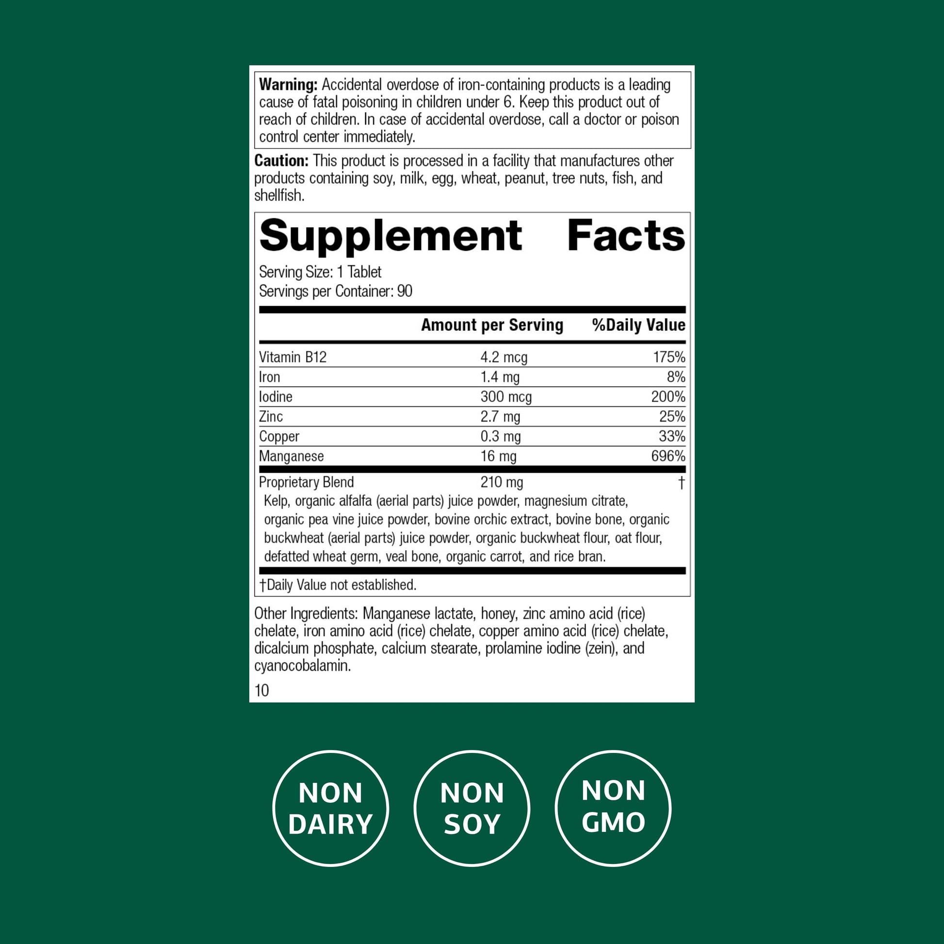 Standard Process Trace Minerals-B12 - Thyroid & Cell Functioning Support with Iodine, Zinc & Copper - Cartilage & Bone Health Aid - Non-Dairy & Non-Soy - 90 Tablets (90 Servings) Standard Process Inc.Au supplements