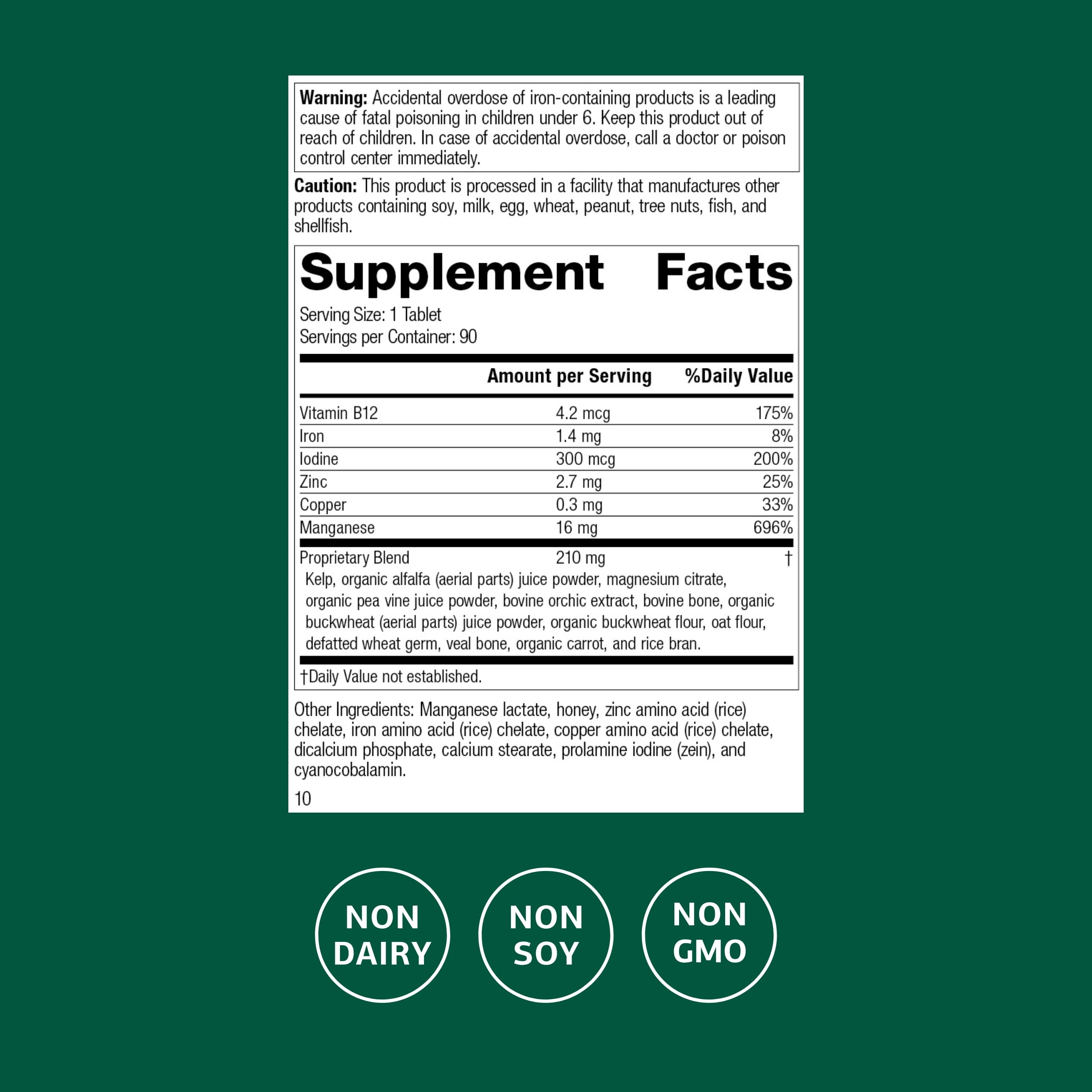 Standard Process Trace Minerals-B12 - Thyroid & Cell Functioning Support with Iodine, Zinc & Copper - Cartilage & Bone Health Aid - Non-Dairy & Non-Soy - 90 Tablets (90 Servings) Standard Process Inc.Au supplements
