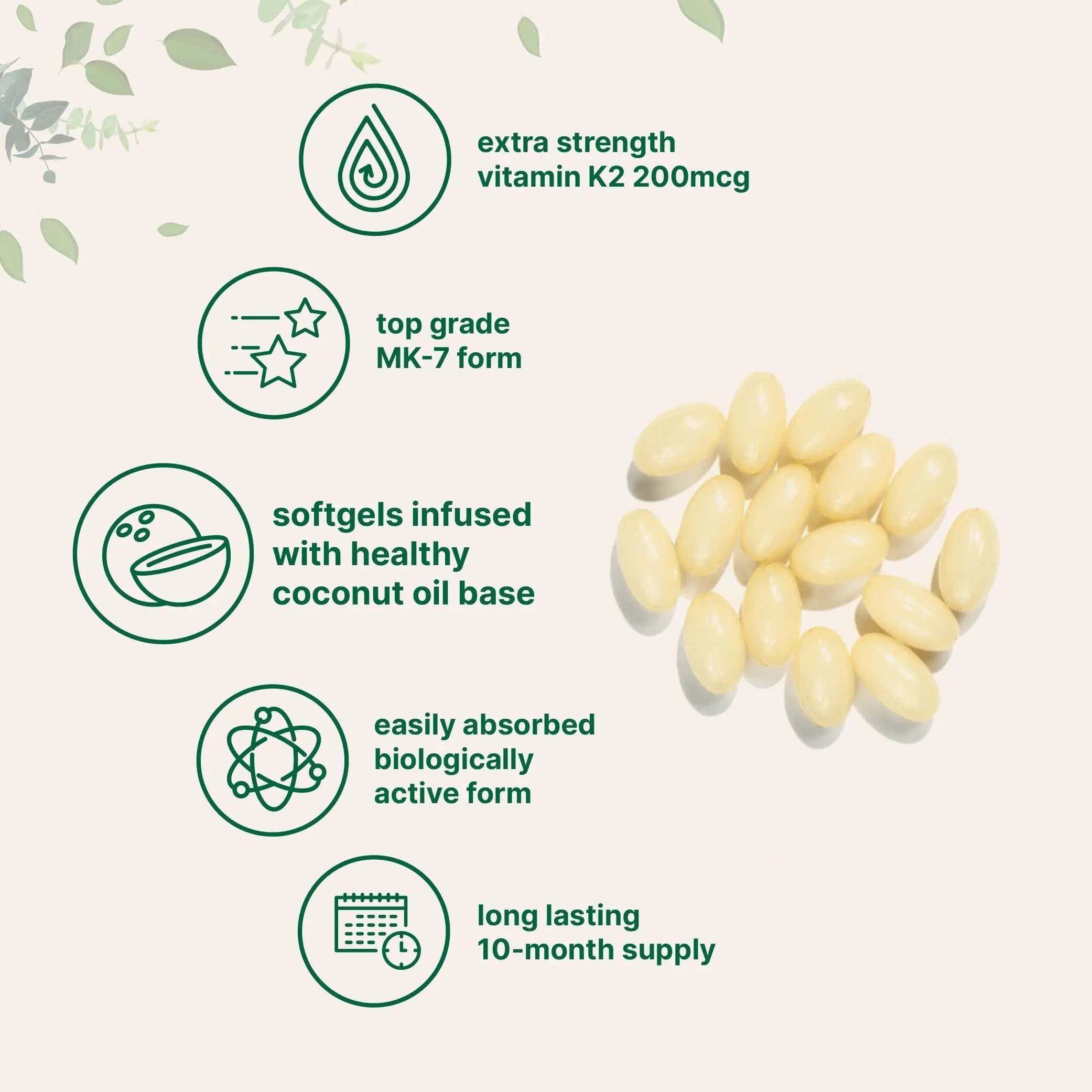 Micro Ingredients Vitamin K2 MK-7 Supplement, 200 mcg Per Serving, 300 Coconut Oil Softgles | Easily Absorbed, Active Menaquinone Form | Micro IngredientsAu supplements
