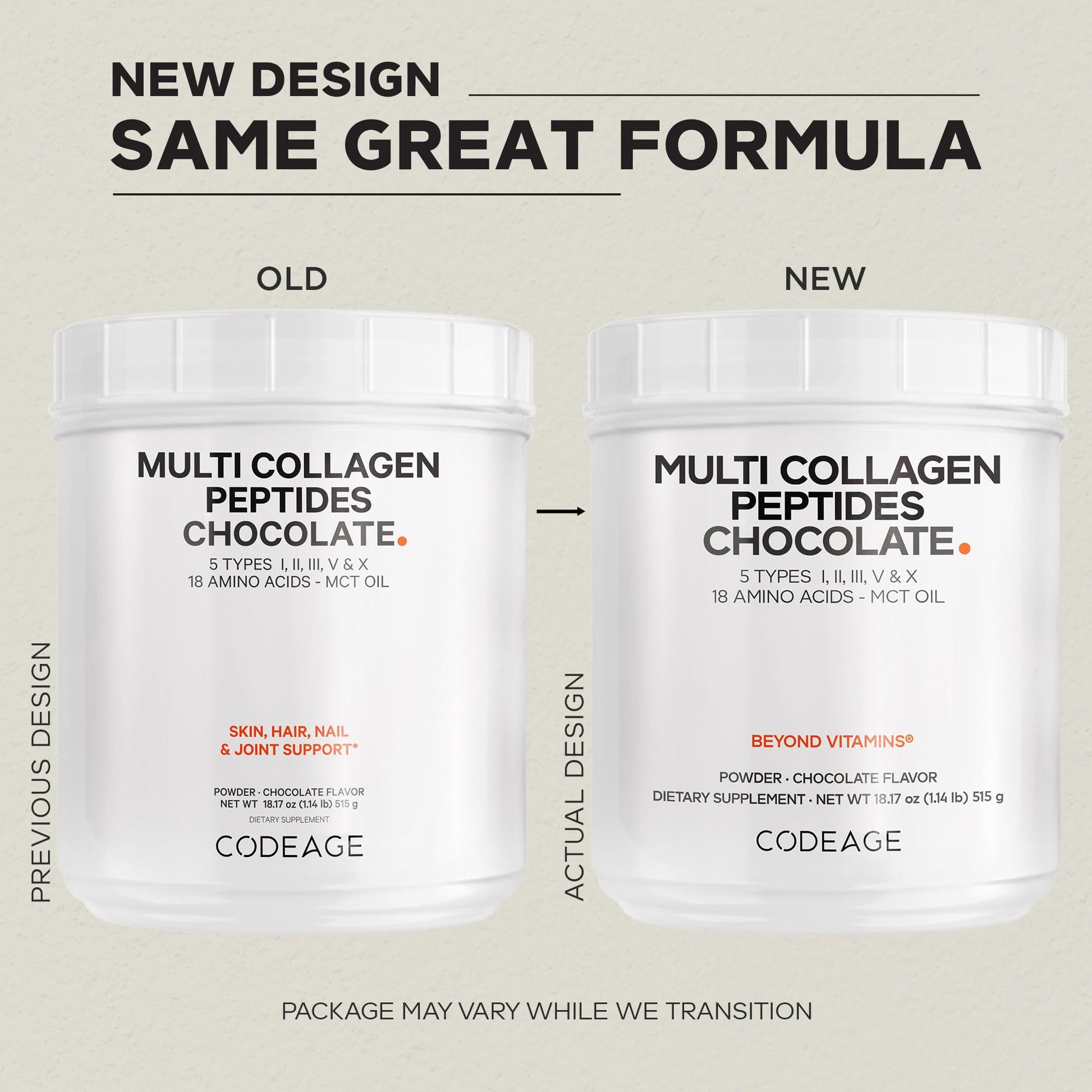 Codeage Multi Collagen Chocolate Protein Powder - Hydrolyzed Bovine Collagen Peptides, 5 Collagen Types & MCT Oil - Collagen Creamer, Chocolate Collagen Peptides - Protein Shakes - Non-GMO - 18.17 oz CodeageAu supplements