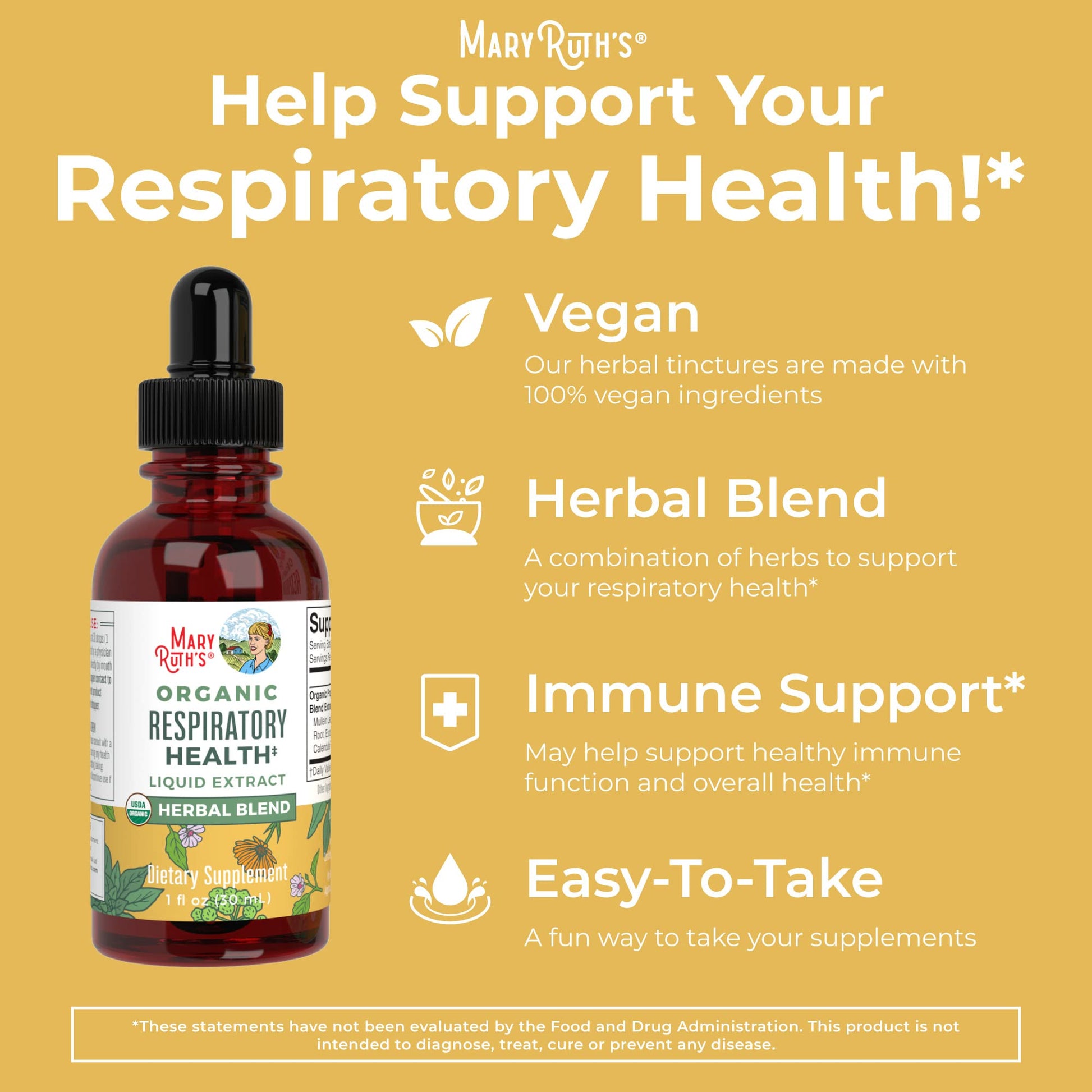 MaryRuth's | USDA Organic Respiratory Health Herbal Supplement Extract MaryRuth OrganicsAu supplements