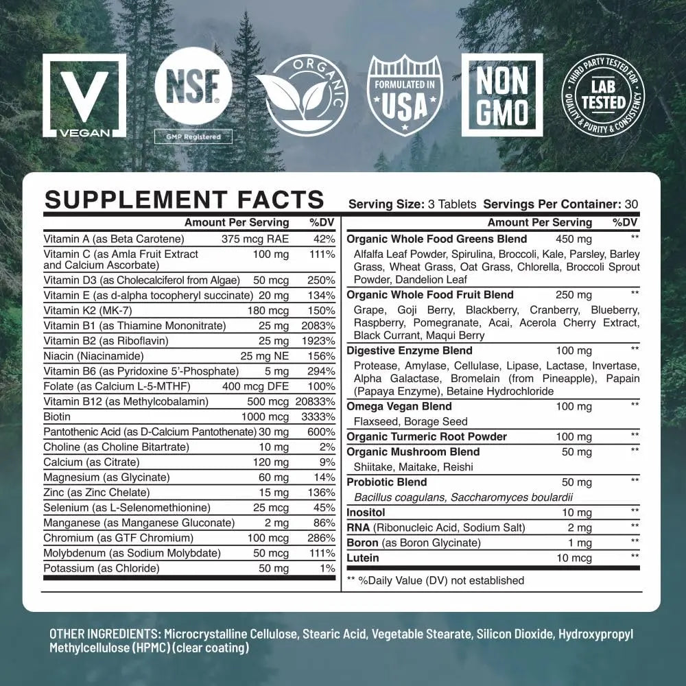 Abundant Earth Whole Food Multivitamin for Women, Daily Multi Vitamins Supplements for Men/Mens Multivitamins + B Complex, Probiotic Multi Enzyme Abundant EarthAu supplements