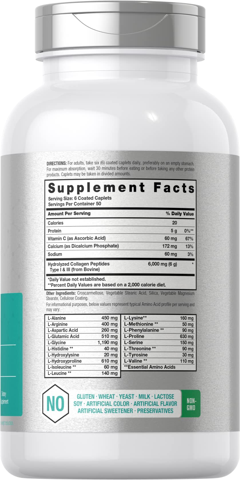 Horbäach Collagen Peptides 6000mg | 300 Caplet Pills | with Vitamin C | Hydrolyzed Collagen Supplement | Non-GMO, Gluten Free HorbäachAu supplements