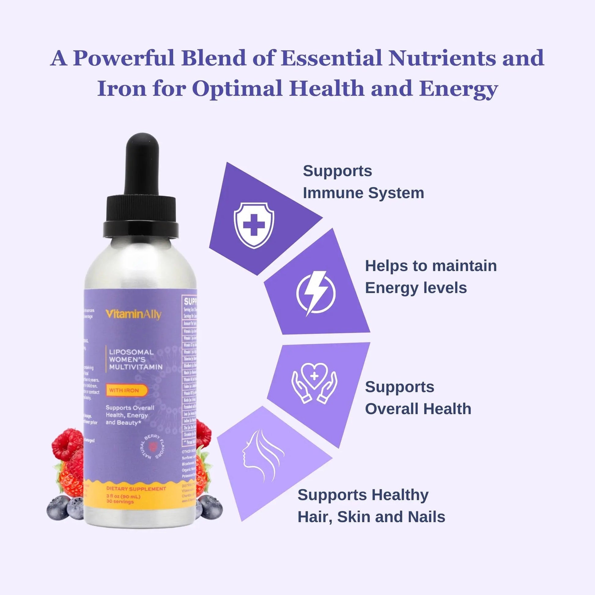 Vitaminally Women's Multivitamin liposomal Liquid Drops with Iron | 30 Day Supply | 3 FL Oz | Non-GMO | Gluten Free | Supports Overall Health, Energy and Beauty VitaminallyAu supplements