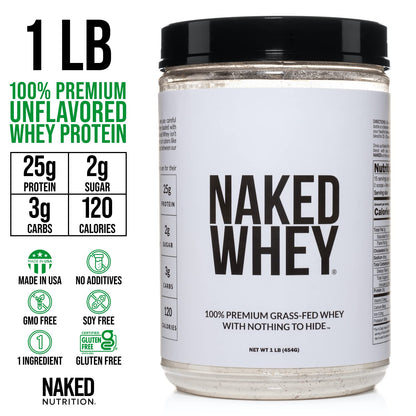 Naked Nutrition Naked Whey 1Lb - Only 1 Ingredient, Grass Fed Whey Protein Powder Naked NutritionUS supplements