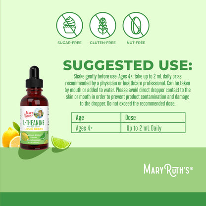 MaryRuth's L Theanine 200mg Liquid Drops | Mood Support for Adults & Kids | Focus Supplement | Natural Sleep Support | Vegan MARYRUTH'SUS supplements