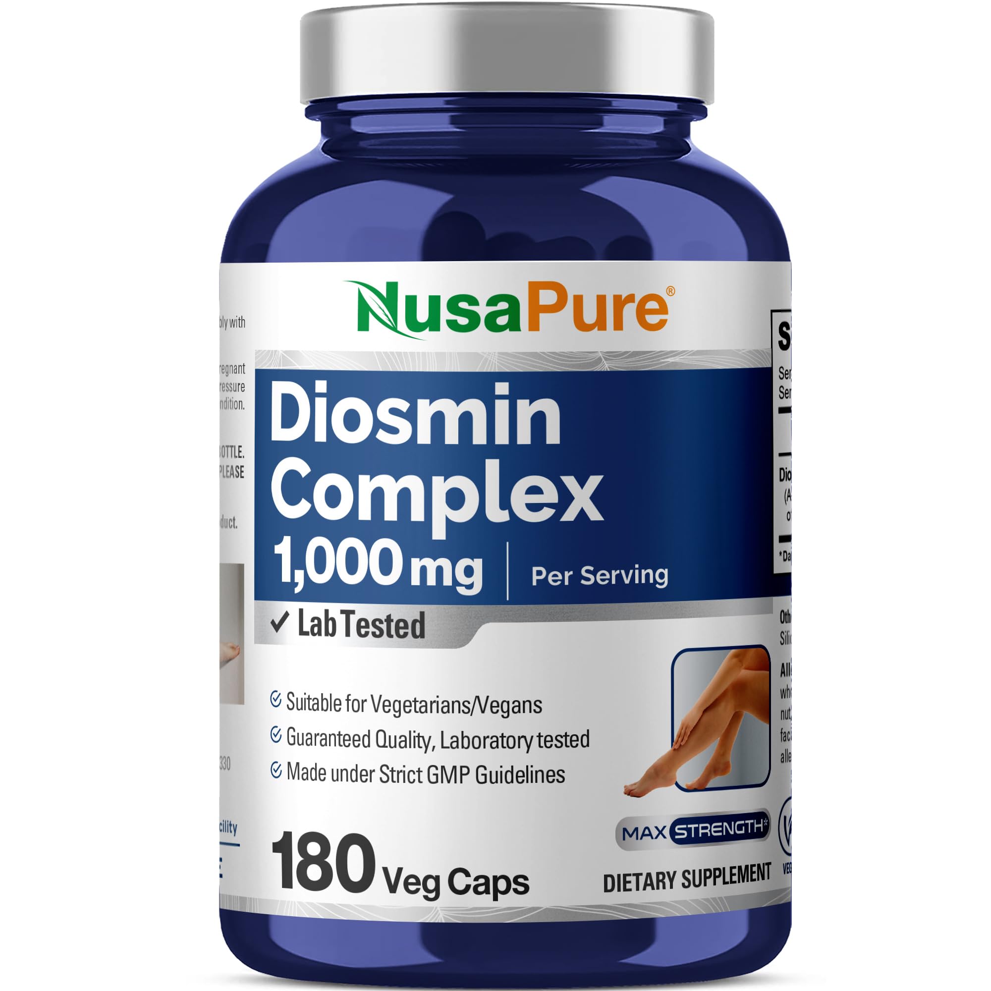 NusaPure Diosmin Complex 1,000mg per Serving 180 Veggie Caps (Non-GMO, Vegan) Citrus Aurantium NusaPureAu supplements
