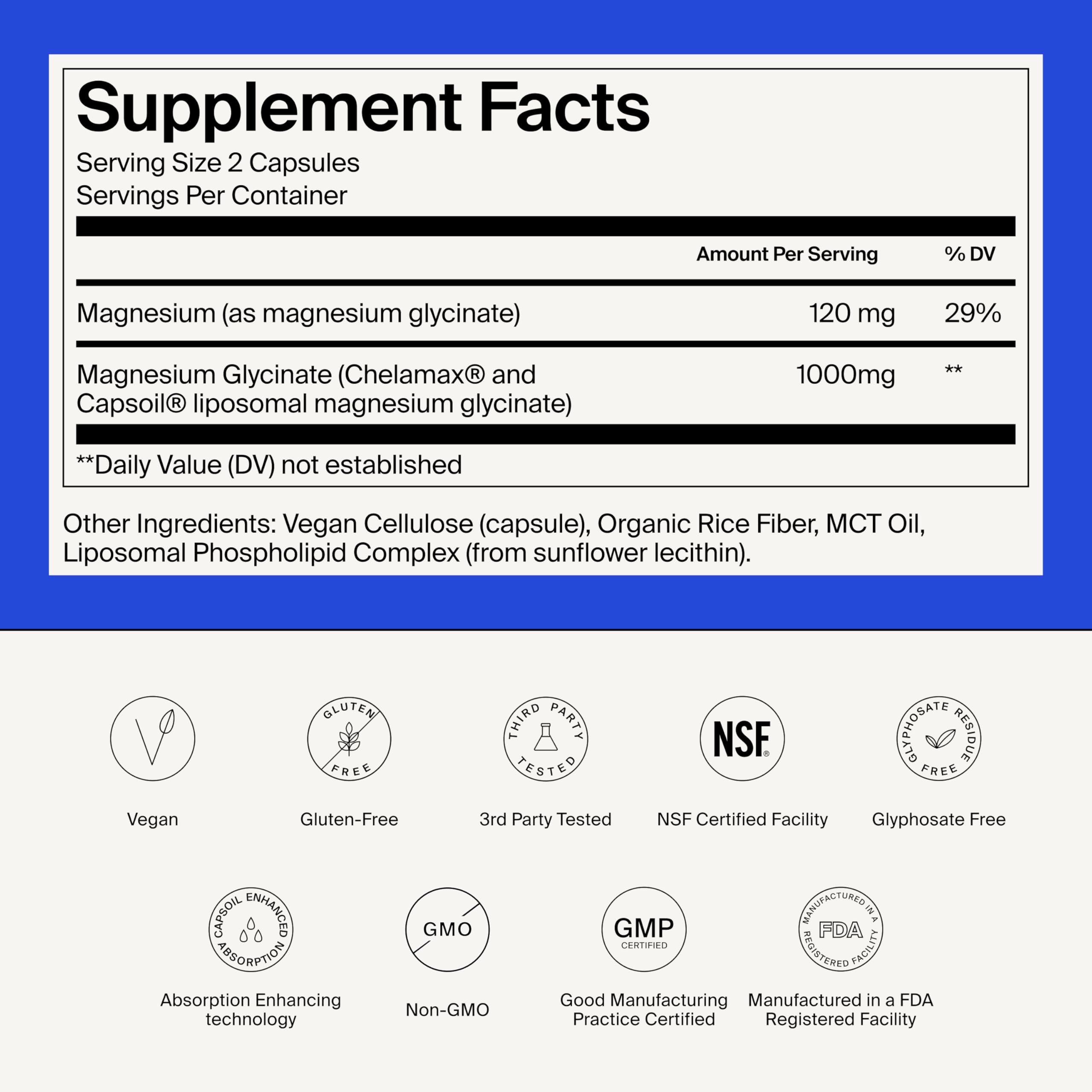 Magnesium Glycinate 1000mg - Liposomal Magnesium Bisglycinate for Max Absorption - Extra Strength to Support Body and Mind, Non-Laxative, Vegan, Gluten-Free - 120 Capsules The Absorption CompanyAu supplements