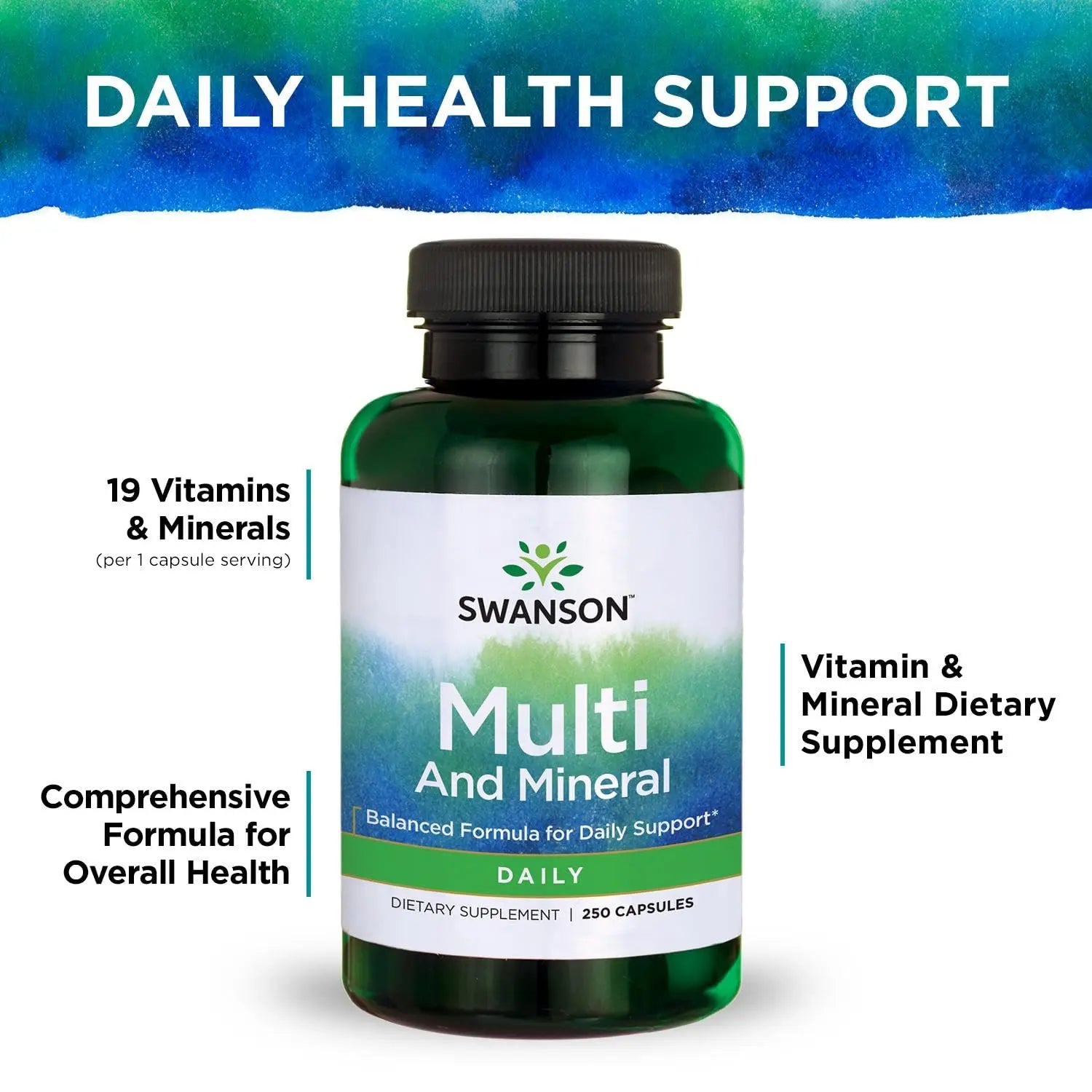 Swanson Multi and Mineral Daily Men's Women's Multivitamin Multimineral Health Supplement 250 Capsules (Caps) SwansonAu supplements