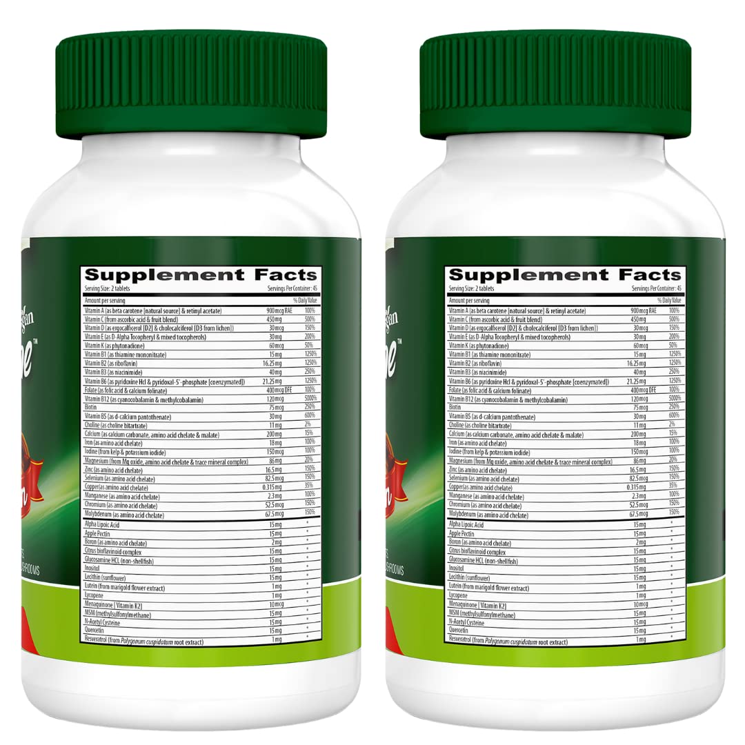 DEVA Tuba Prime Vegan Multivitamin Iron-Free High-Potency Vitamin & Mineral Dietary Supplement Antioxidants, Fruit & Veg Blend, Super Mushrooms, Probiotics, Prebiotics, Seeds, Herbs 90 Tabs 2-Pack DEVAAu supplements