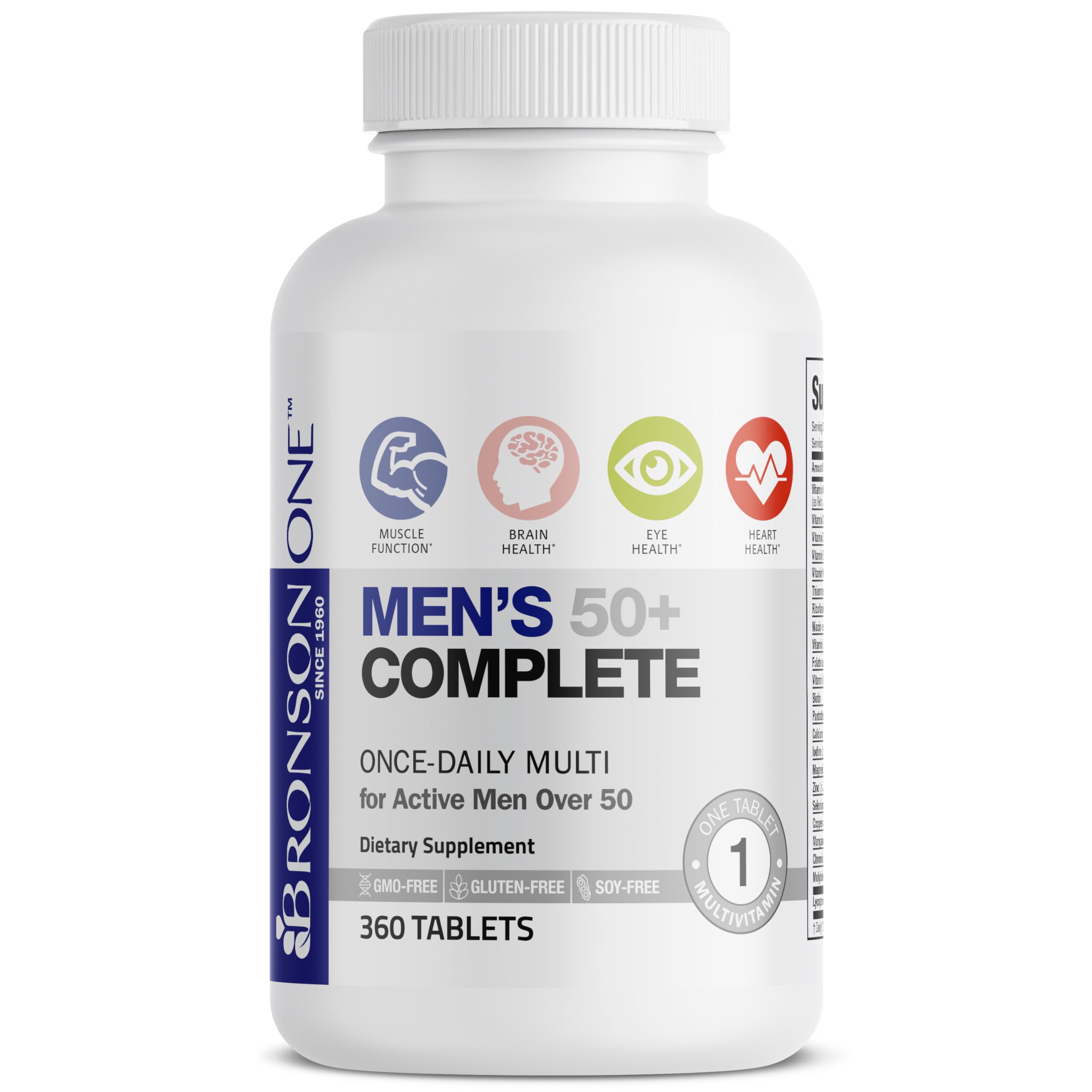 Bronson ONE Daily Mens 50+ Complete Multivitamin Multimineral, 360 Tablets BronsonAu supplements