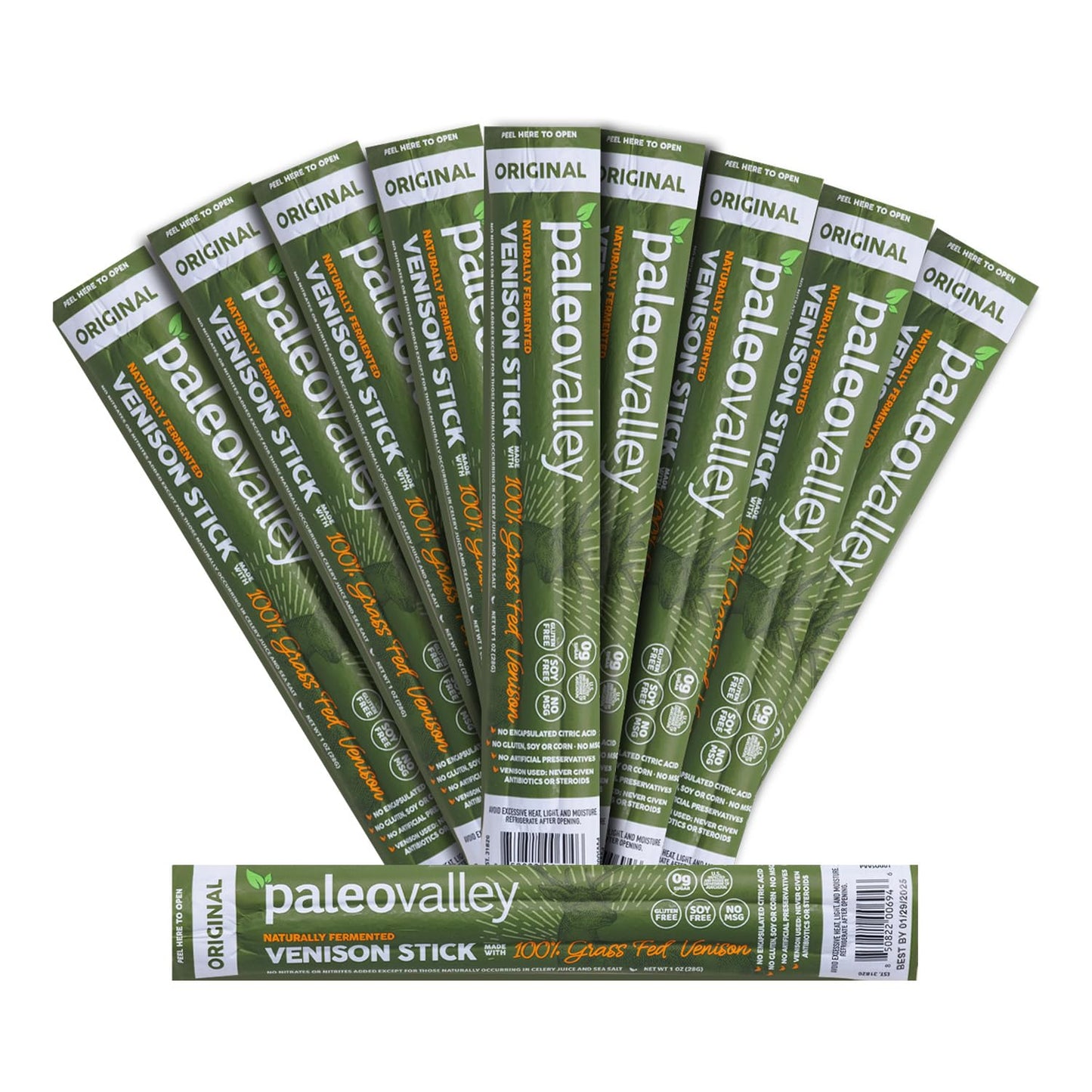 Paleovalley 100% Grass Fed Venison Sticks – 10 Pack – Keto-Friendly, High Protein, Low-Calorie Snack – Omega-3 Rich, Gluten-Free, Nitrate-Free, Naturally Flavored – Healthy On-the-Go Meat Snack PaleovalleyUS supplements