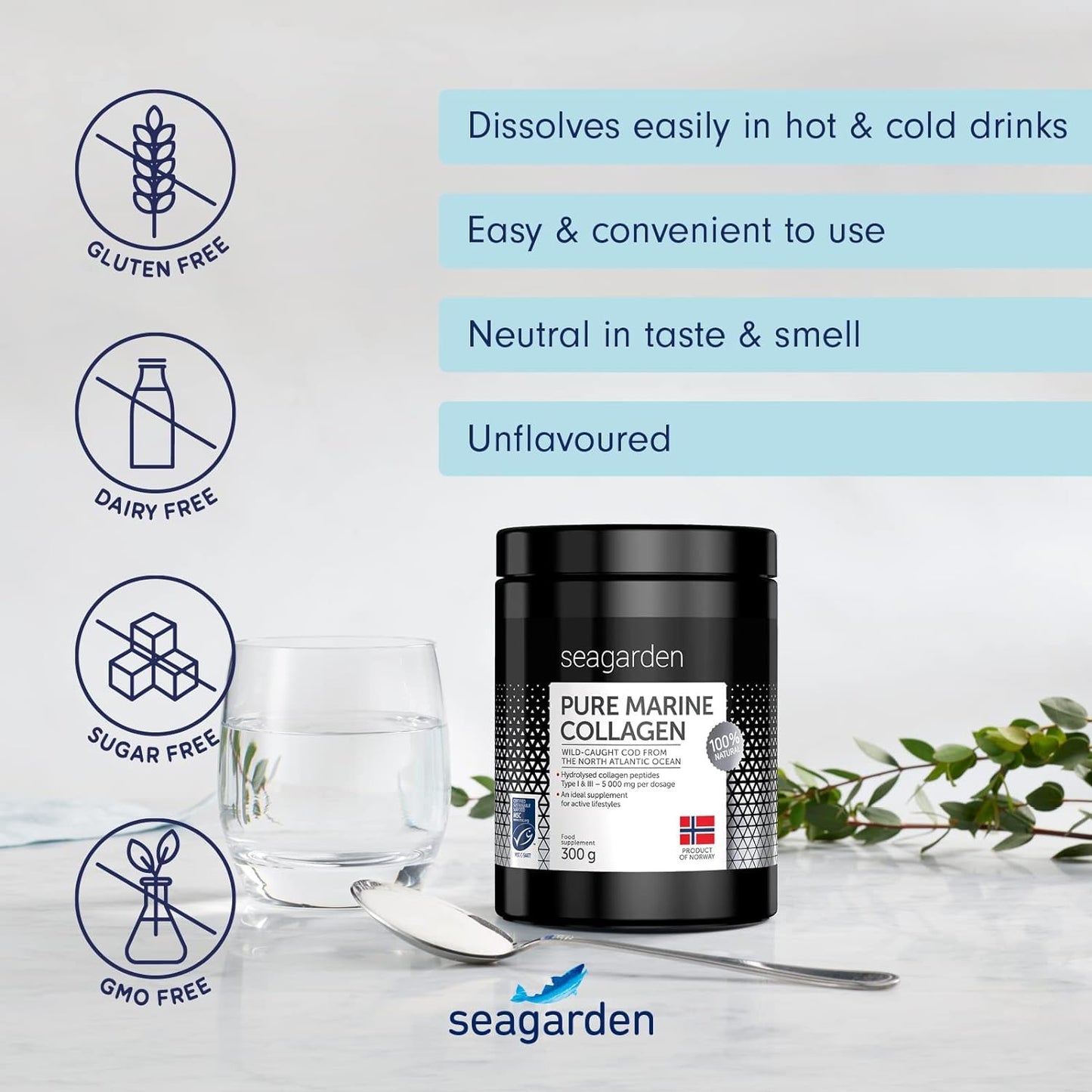 Seagarden Pure Marine Collagen Powder (Type I & III) | Wild-Caught Arctic Cod SEAGARDENUS supplements