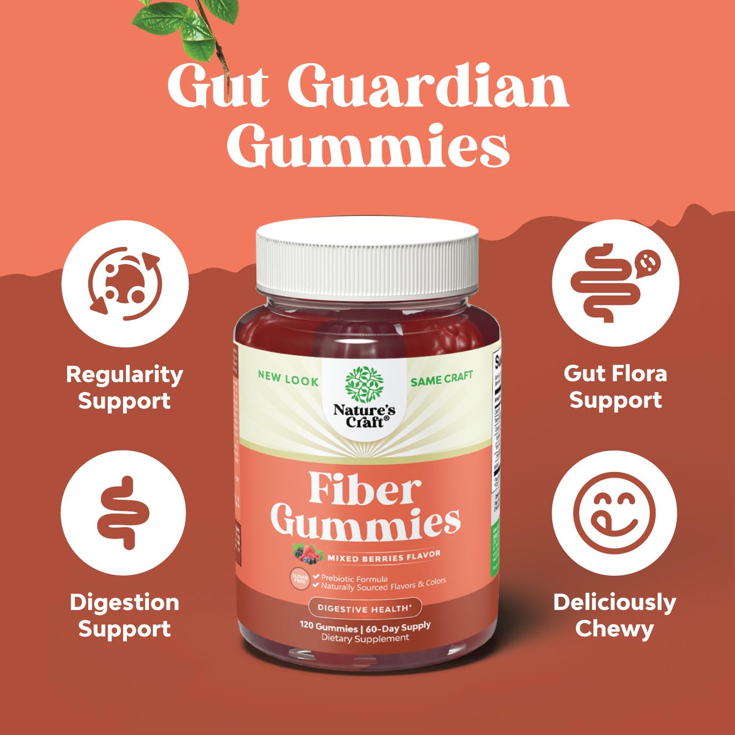 Sugar Free Fiber Gummies for Adults - High Fiber Supplement Gummies Vitamins for Adults Natures CraftAu supplements