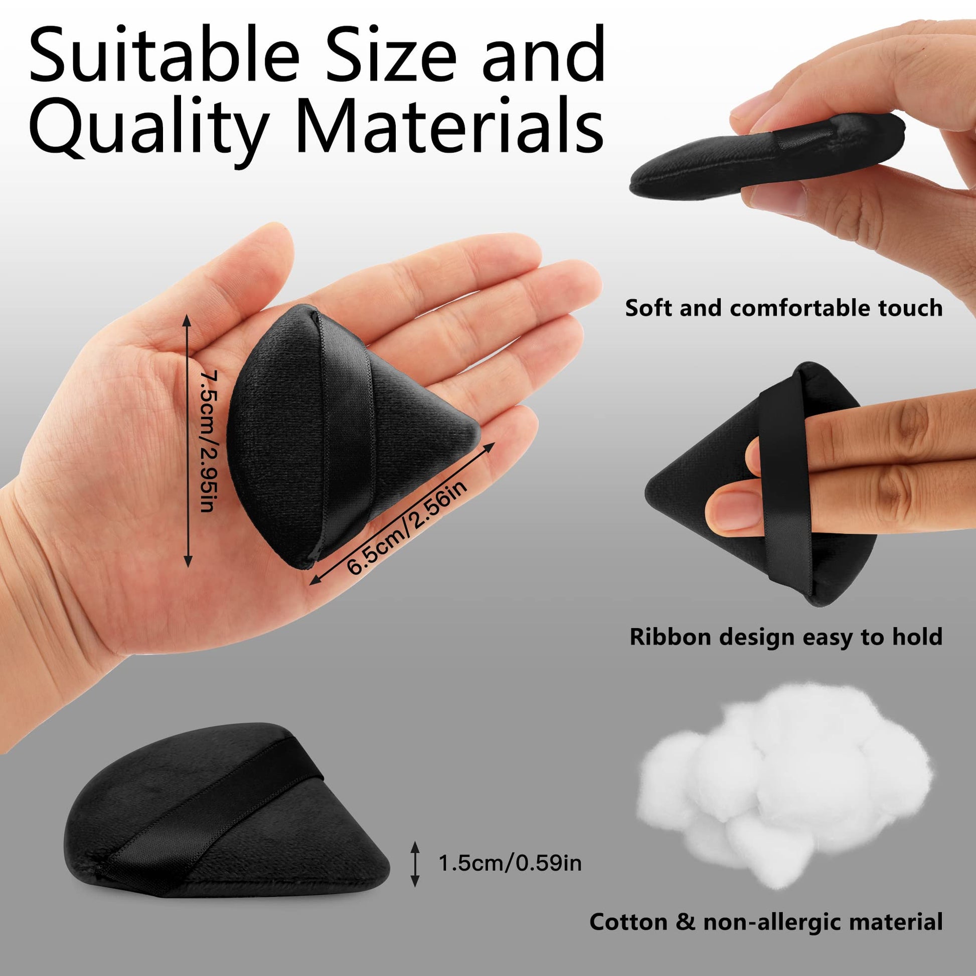 2 Pcs EVAOUXIU Triangle Powder Puff for Face Powder, Soft Plush Setting Makeup Puff, Velour Cosmetic Foundation Blender Sponge Beauty Makeup Tools (Black) EVAOUXIUAu supplements