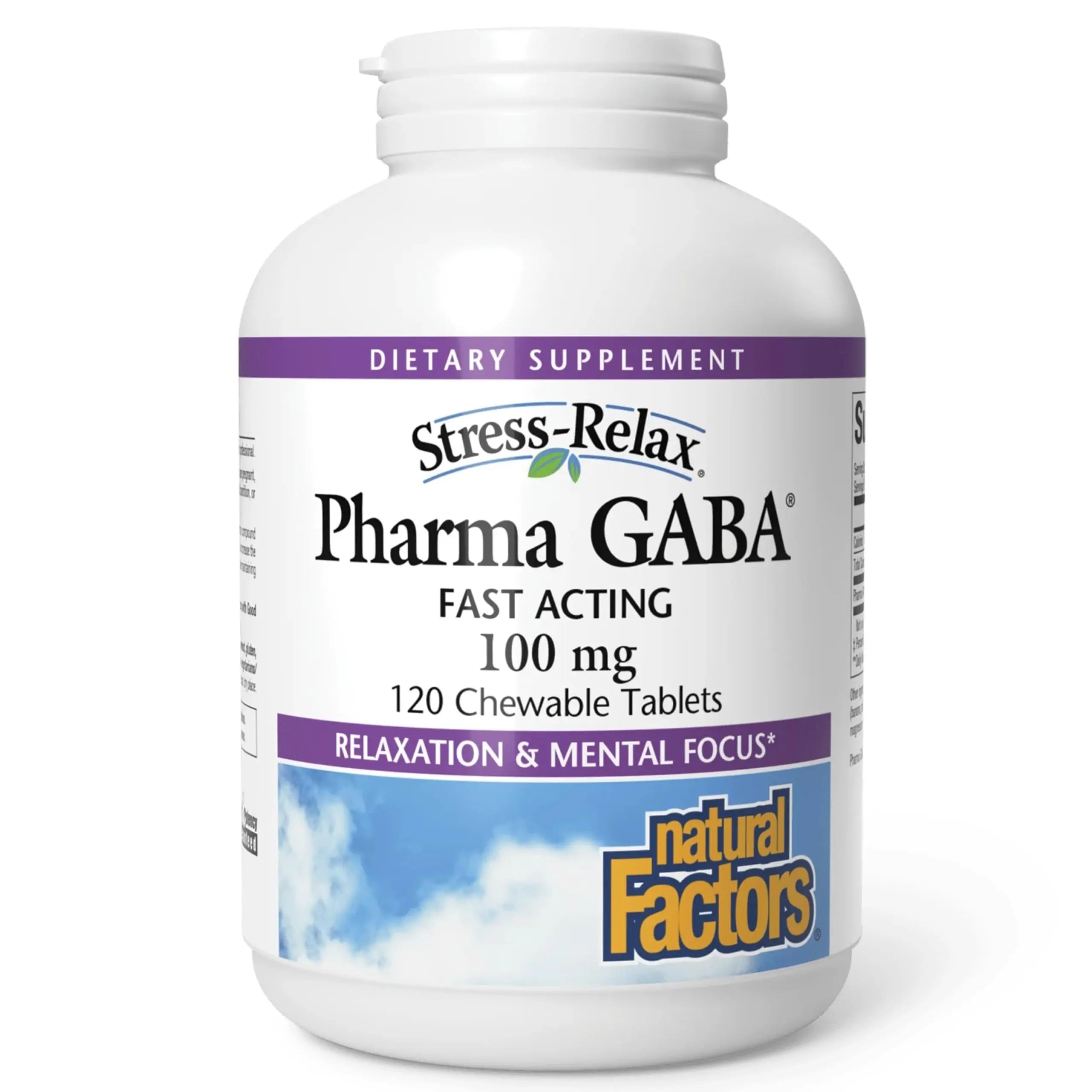 Natural Factors Pharma GABA - Dietary Supplement Supports Calm Sleep & Sleep Quality - Natural, Fast-Working Supplement Aids Focus & Brain Health - 120 Chewable Tablets (60 Servings) Natural FactorsAu supplements