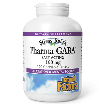 Natural Factors Pharma GABA - Dietary Supplement Supports Calm Sleep & Sleep Quality - Natural, Fast-Working Supplement Aids Focus & Brain Health - 120 Chewable Tablets (60 Servings) Natural FactorsAu supplements