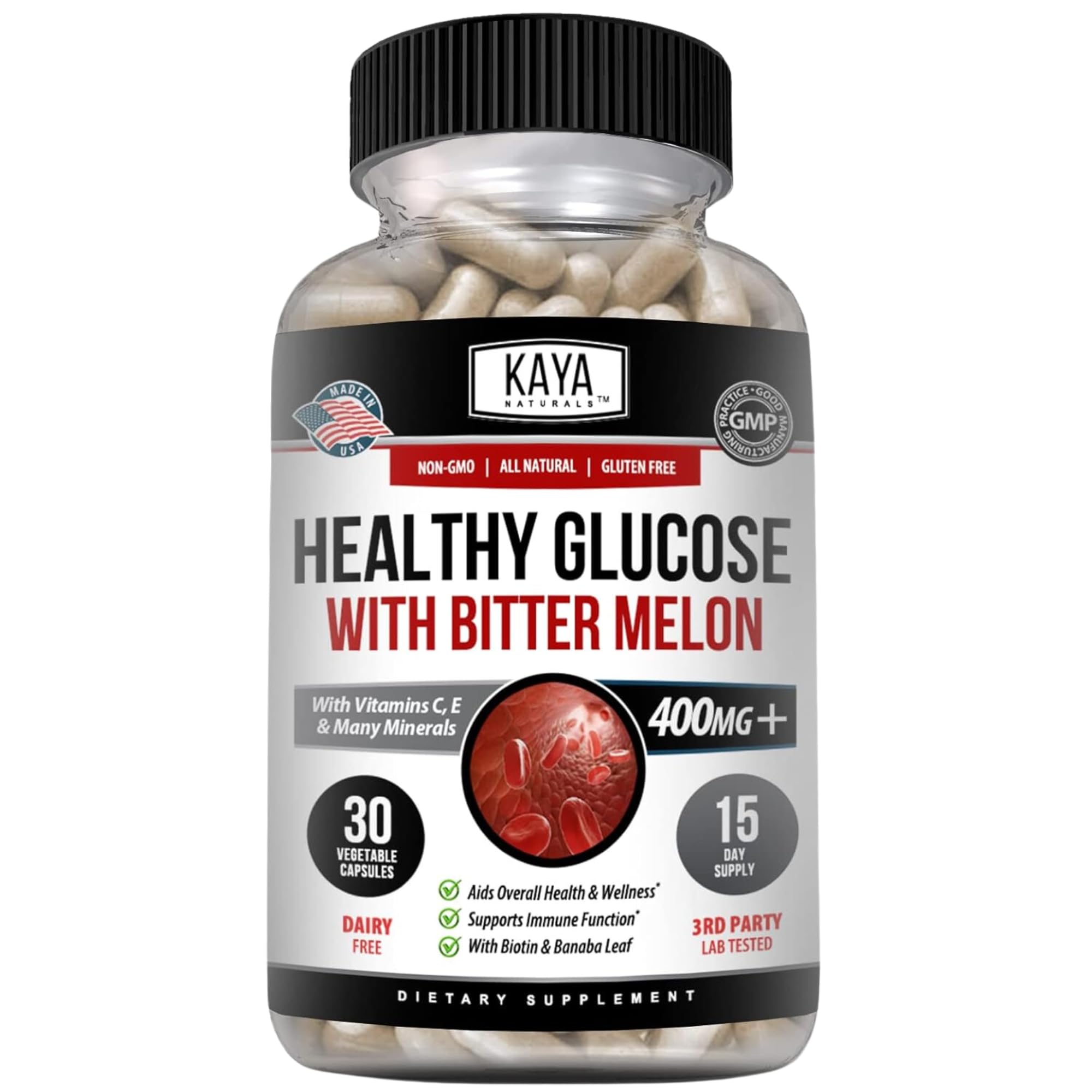 Kaya Naturals Healthy Gluco with Bittermelon Supplement | Support Healthy Levels and Function, 20 Herbs Vitamins and Minerals, Alpha Lipoic Acide, Cinnamon, Vitamin C & E, Non-GMO (30 Count) Kaya NaturalsAu supplements