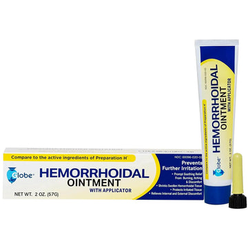 Globe Hemorrhoidal Ointment w/ Applicator, Phenylephrine HCl, Petrolatum Mineral Oil, Maximum Strength Formula for Burning, Discomfort & Itching, 2 oz Hemorrhoidal OintmentAu supplements