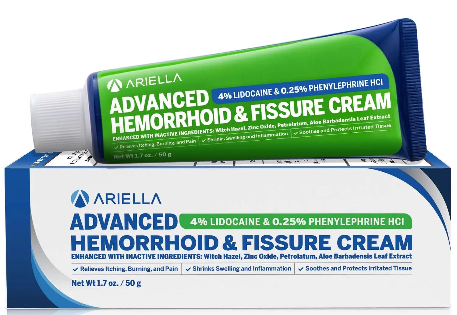 Hemorrhoid Treatment Fissure Lidocaine Cream: Advanced Numbing Ointment with Phenylephrine HCI - Fast Acting Natural Strength Soothing Relief of Pain Swelling Discomfort Itching (1.7 Oz, Witch Hazel) AriellaAu supplements