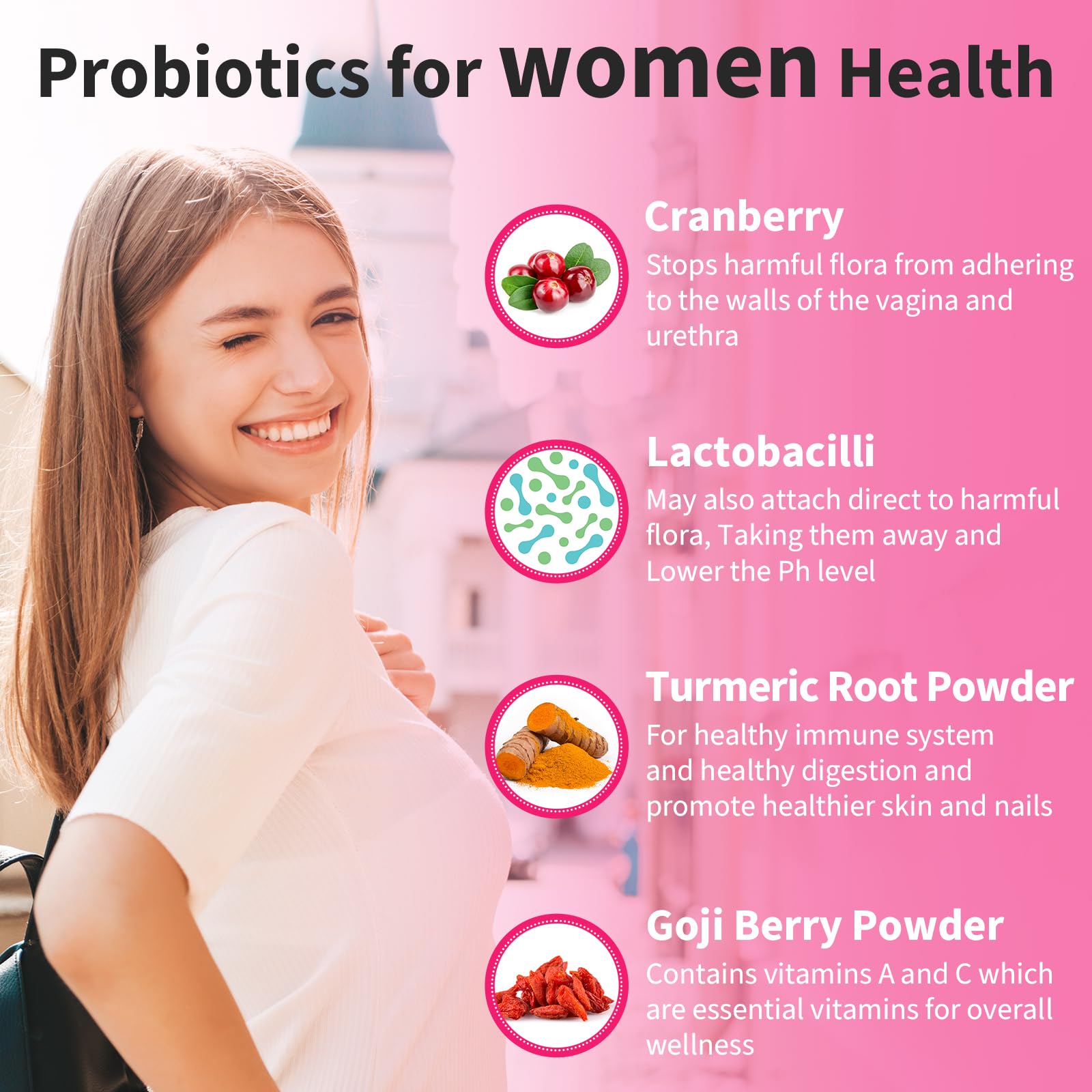 300 Billion CFUs Probiotics for Women,12 Strains Probiotics with Prebiotic Cranberry HeafetineAu supplements