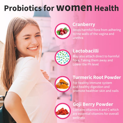 300 Billion CFUs Probiotics for Women,12 Strains Probiotics with Prebiotic Cranberry HeafetineUS supplements