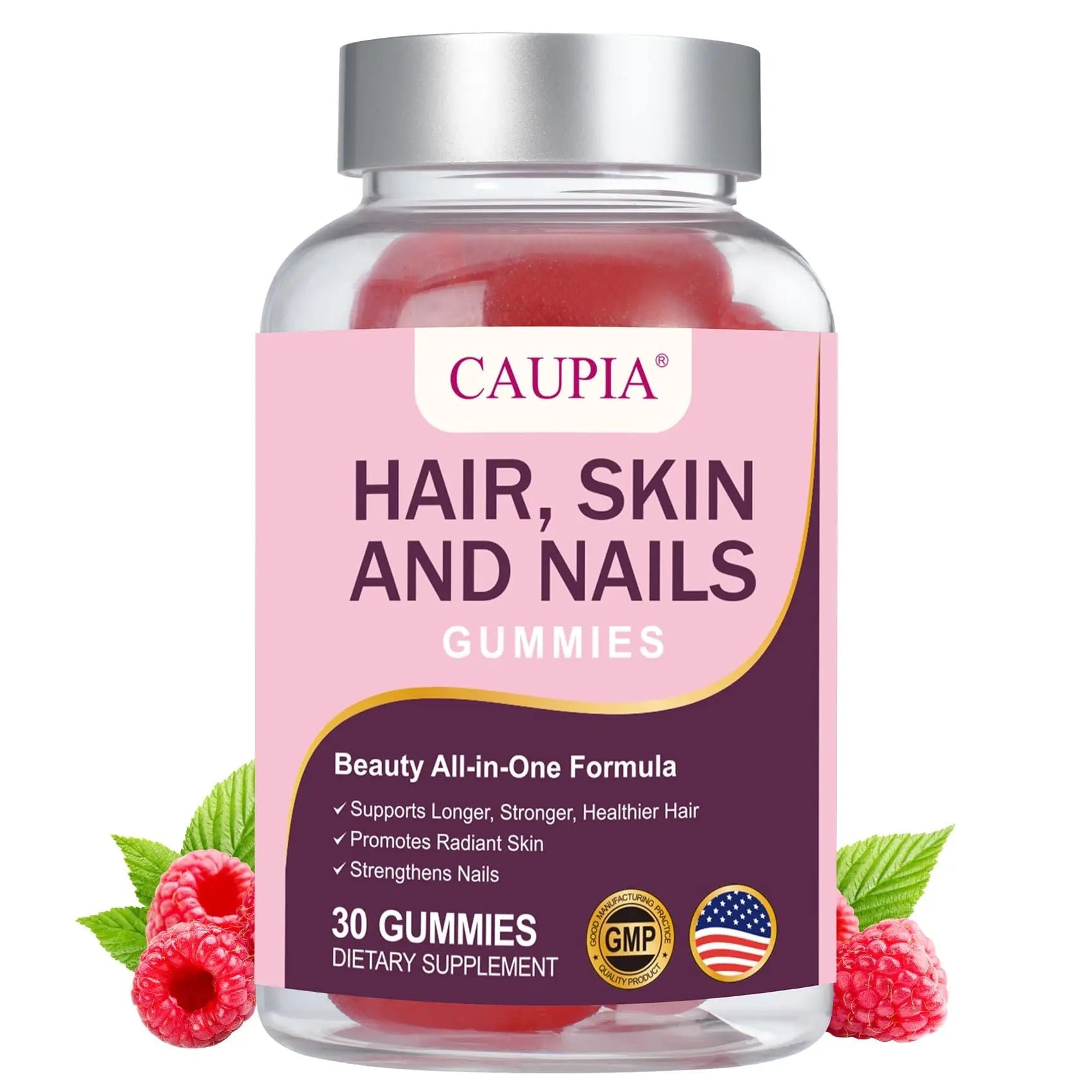 CAUPIA Hair Skin and Nails Gummies, All-in-One Advanced Formula Supports Hair Growth - Skin Health & Nail Strength - 30 Gummies CAUPIAAu supplements