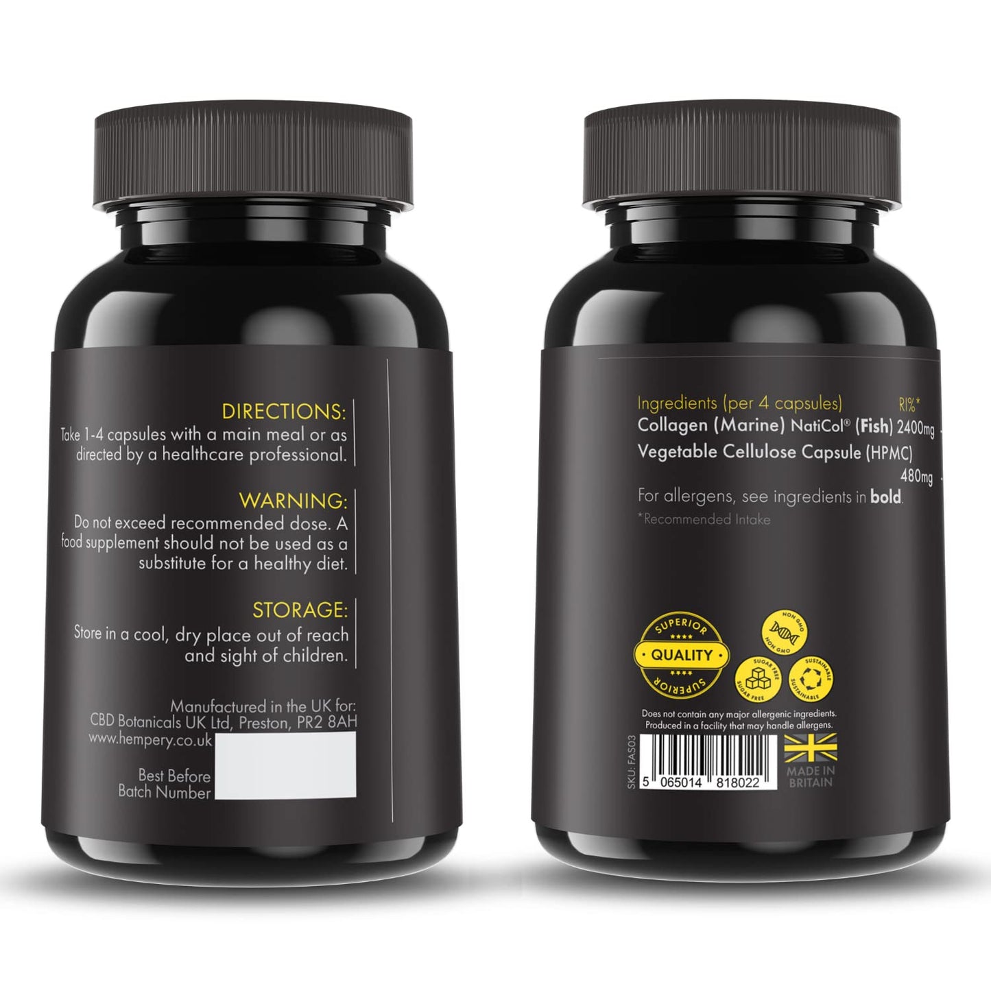 Vitalytes Marine Collagen Supplement 2400mg | 120 Marine Collagen Capsules Made in The UK VitalytesUS supplements