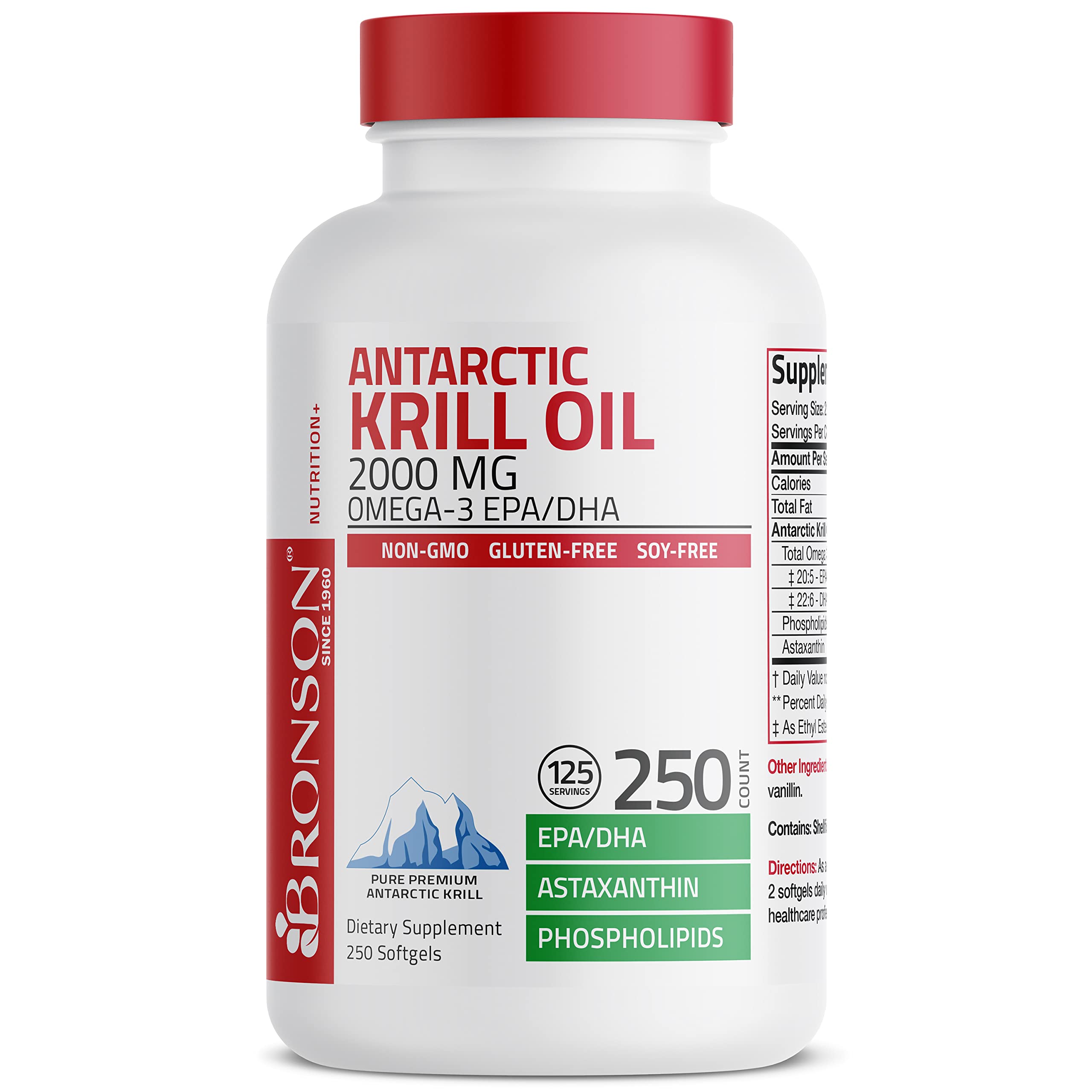 Bronson Antarctic Krill Oil 2000 mg with Omega-3s EPA, DHA, Astaxanthin and Phospholipi BronsonUS supplements