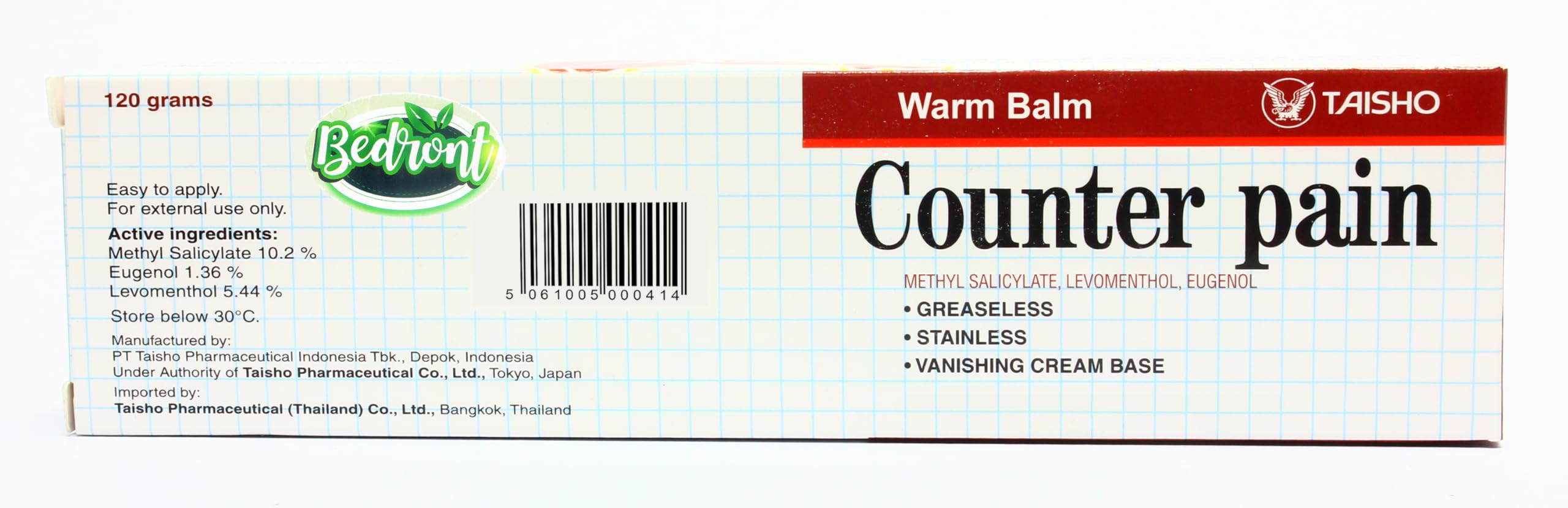 Bedront Counter Pain Warm Balm 120G for Massage and Relaxation, Sports Activity BedrontAu supplements