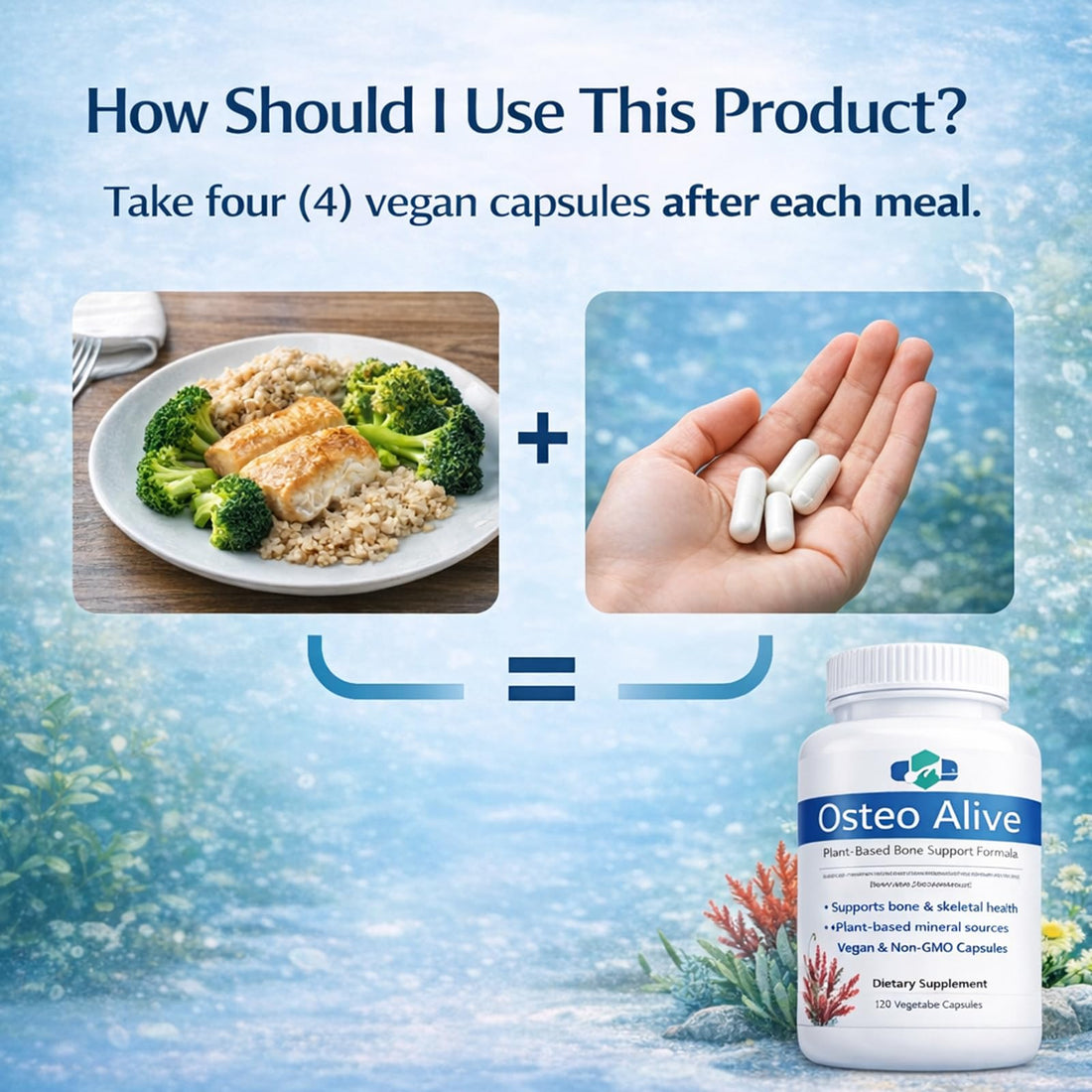 AIFBENK Osteo Alive Bone Support, with Plant-Based Calcium & Magnesium (from Algae), Vitamin D3 (from Lichen), Vitamin K2 (MK-7), Boron & BioPerine, Helps Support Bone & Skeletal Health AIFBENKAu supplements