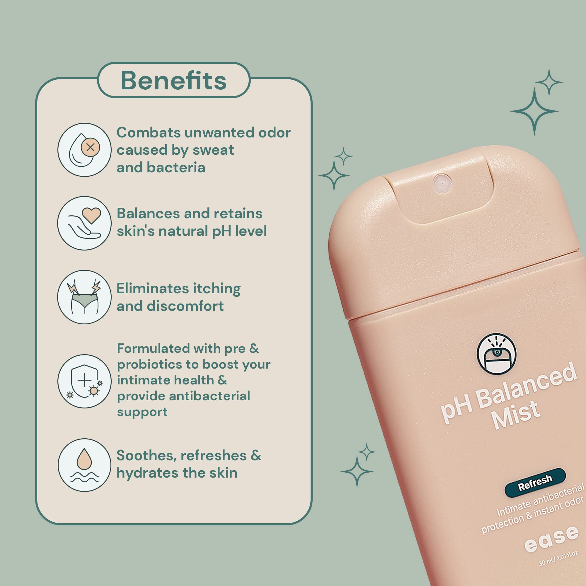 Ease Intimate Soothing pH-Balanced Mist for Feminine Itching and Discomfort Relief EaseAu supplements
