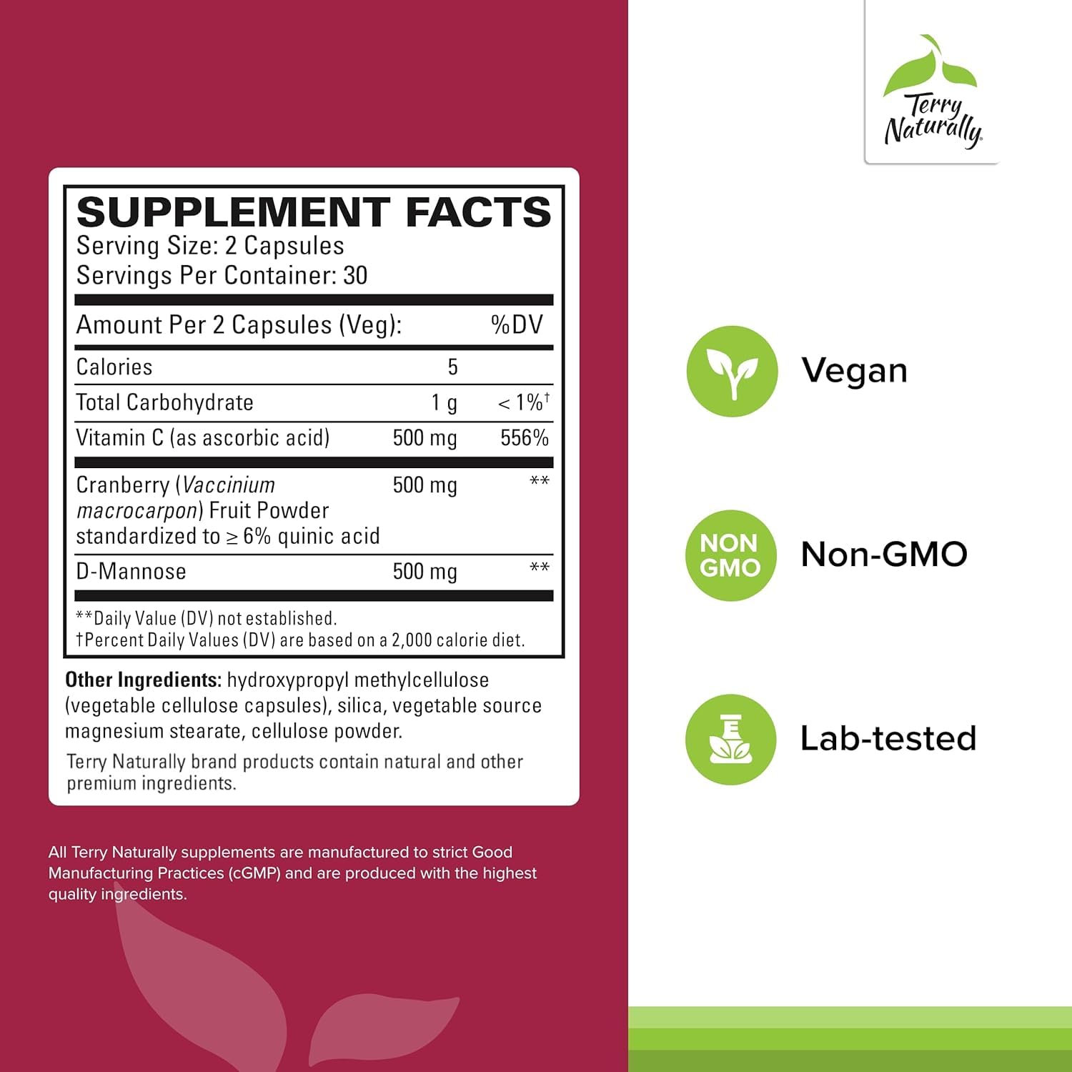 Terry Naturally Urinary Tract Intensive Support - Supplement with Cranberry for Bladder Health Support - Kidney Health Supplement with D-Mannose & Vitamin C - 60 Capsules (30 Servings) Terry NaturallyAu supplements