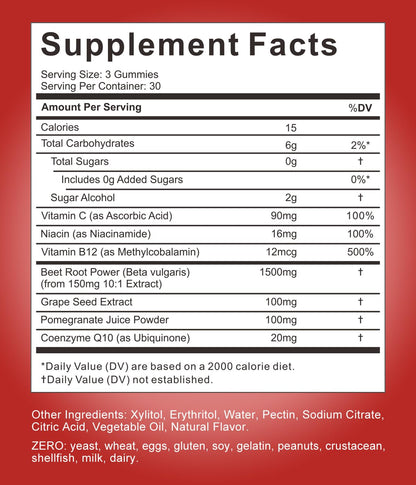 Wiszeen Beet Root Gummies - 60 Servings - Beets Gummies Beet Chews Nitric Oxide WiszeenUS supplements