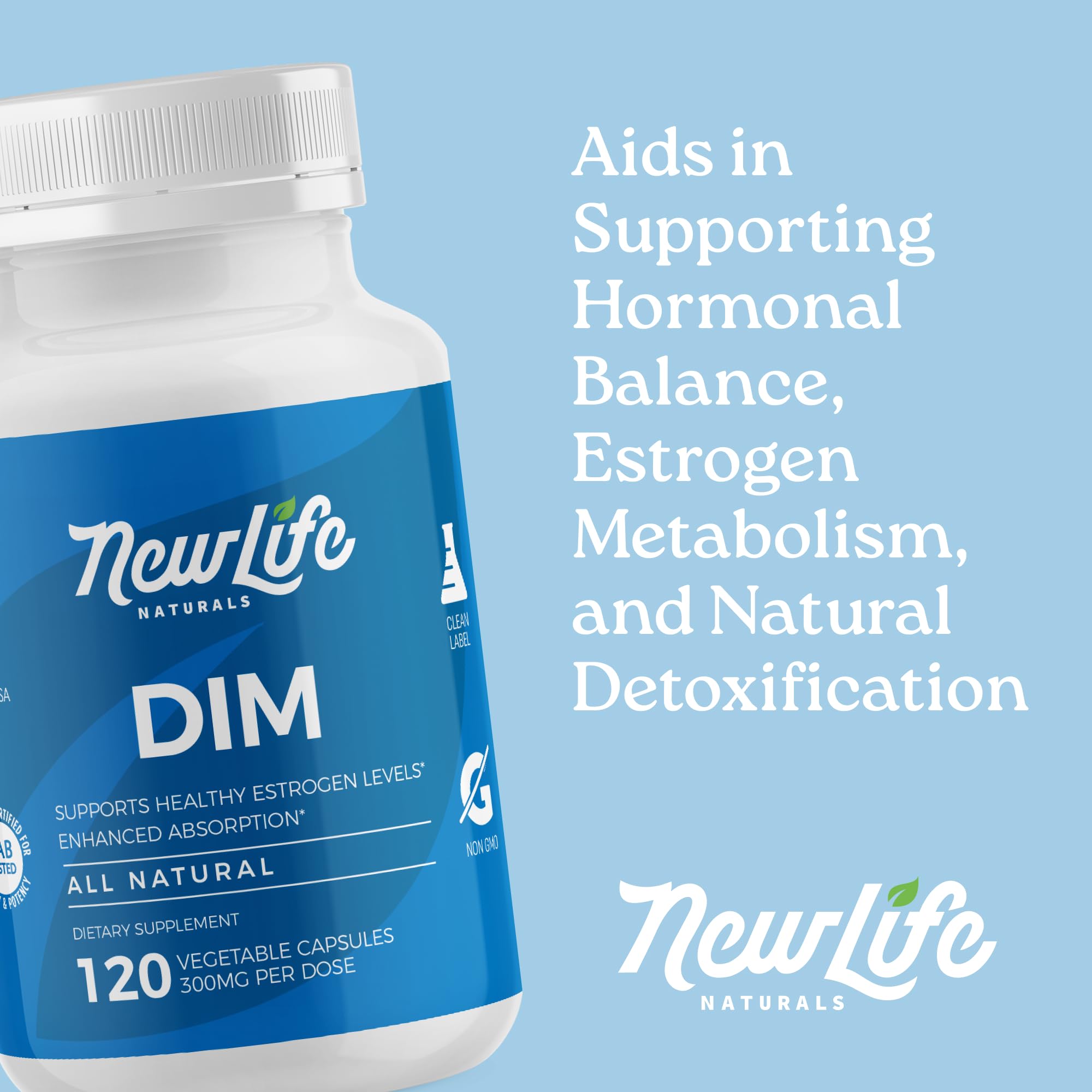 NewLife Naturals DIM Supplement 300mg for Women & Men - Hormonal Acne, Estrogen Balance Pills, Post Menopause Relief | Healthy Estrogen Level | Hormonal Balance - Bioperine | PCOS - 60 Day Supply NewLife NaturalsAu supplements