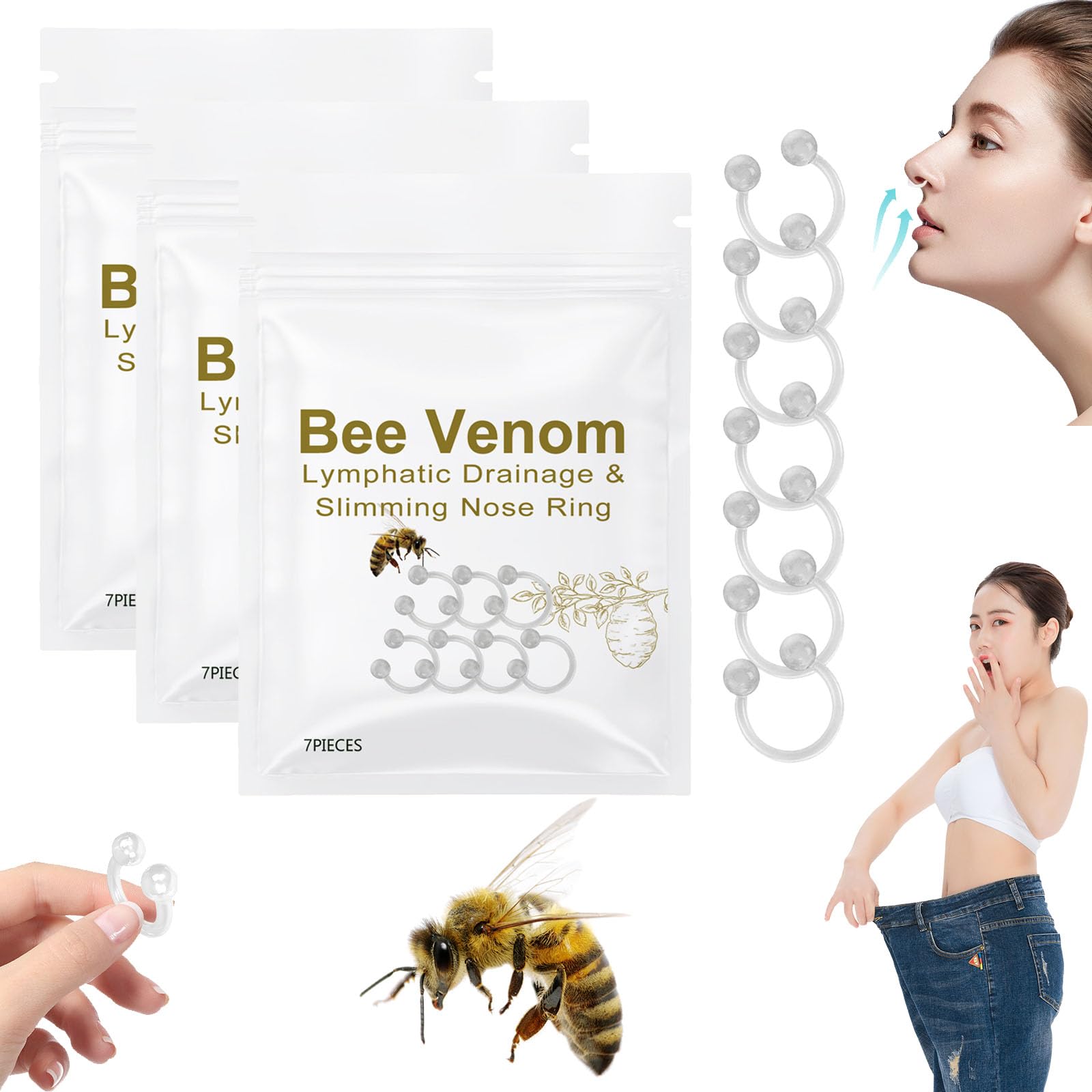 Bee Venom Lymphatic Drainage Nose Ring, Bee Venom Slimming Nose Ring, Bee Venom Lymphatic GenericAu supplements