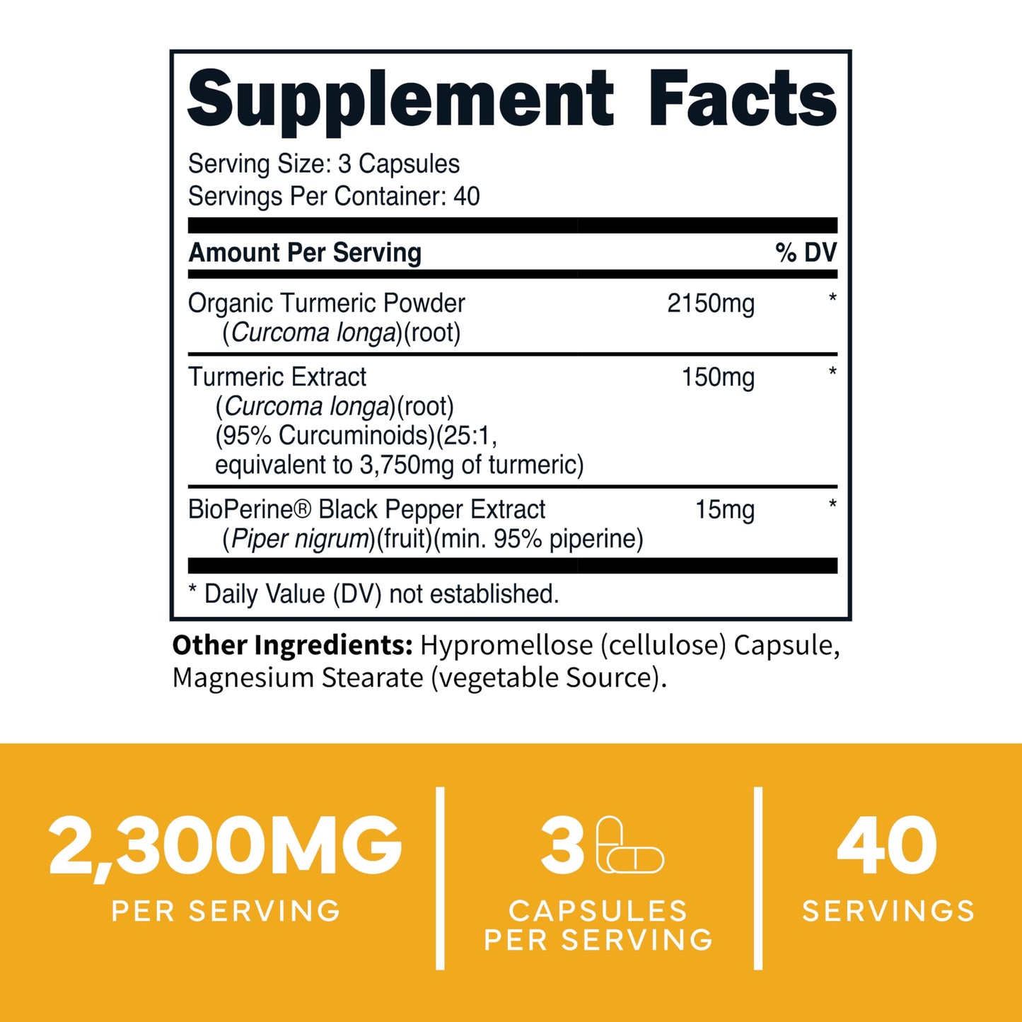 Type Zero Turmeric with Bioperine (120 Capsules) (2300mg per Serving) - GMO Free, Gluten Free, 3rd Party Tested Type ZeroUS supplements