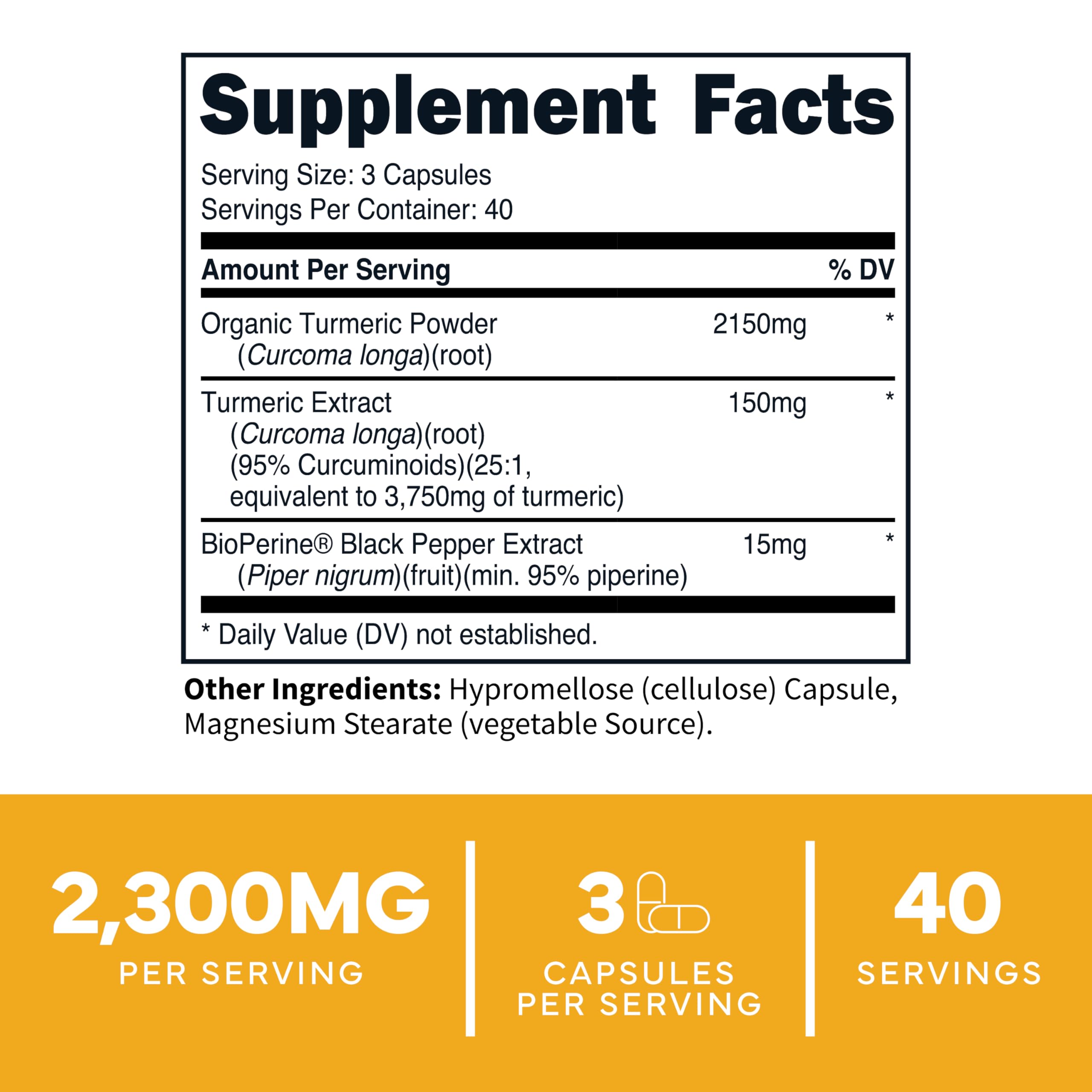 Type Zero Turmeric with Bioperine (120 Capsules) (2300mg per Serving) - GMO Free, Gluten Free, 3rd Party Tested Type ZeroUS supplements