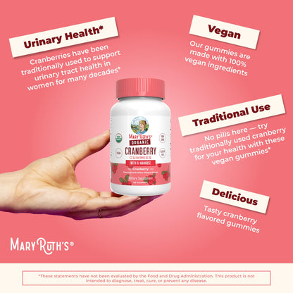 MaryRuth Organics Organic Cranberry Gummies - 500mg Supplement | Urinary Tract Health for Women | with D Mannose | Traditional Use MARYRUTH'SUS supplements