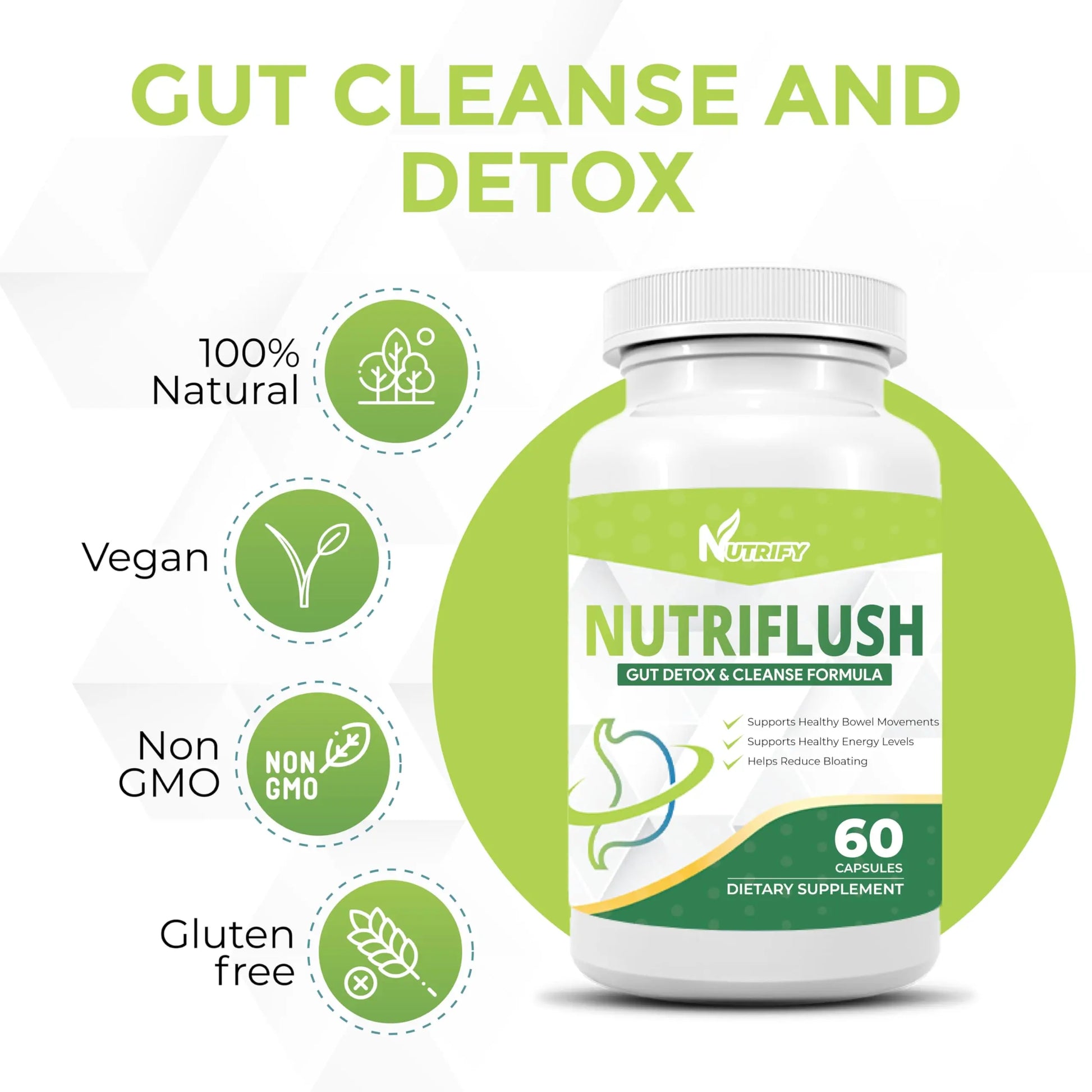 NutriFlush - Powerful Colon Support & Gut Cleanse Formula, High Absorption, GMO Free, Made in USA Genericnz supplements
