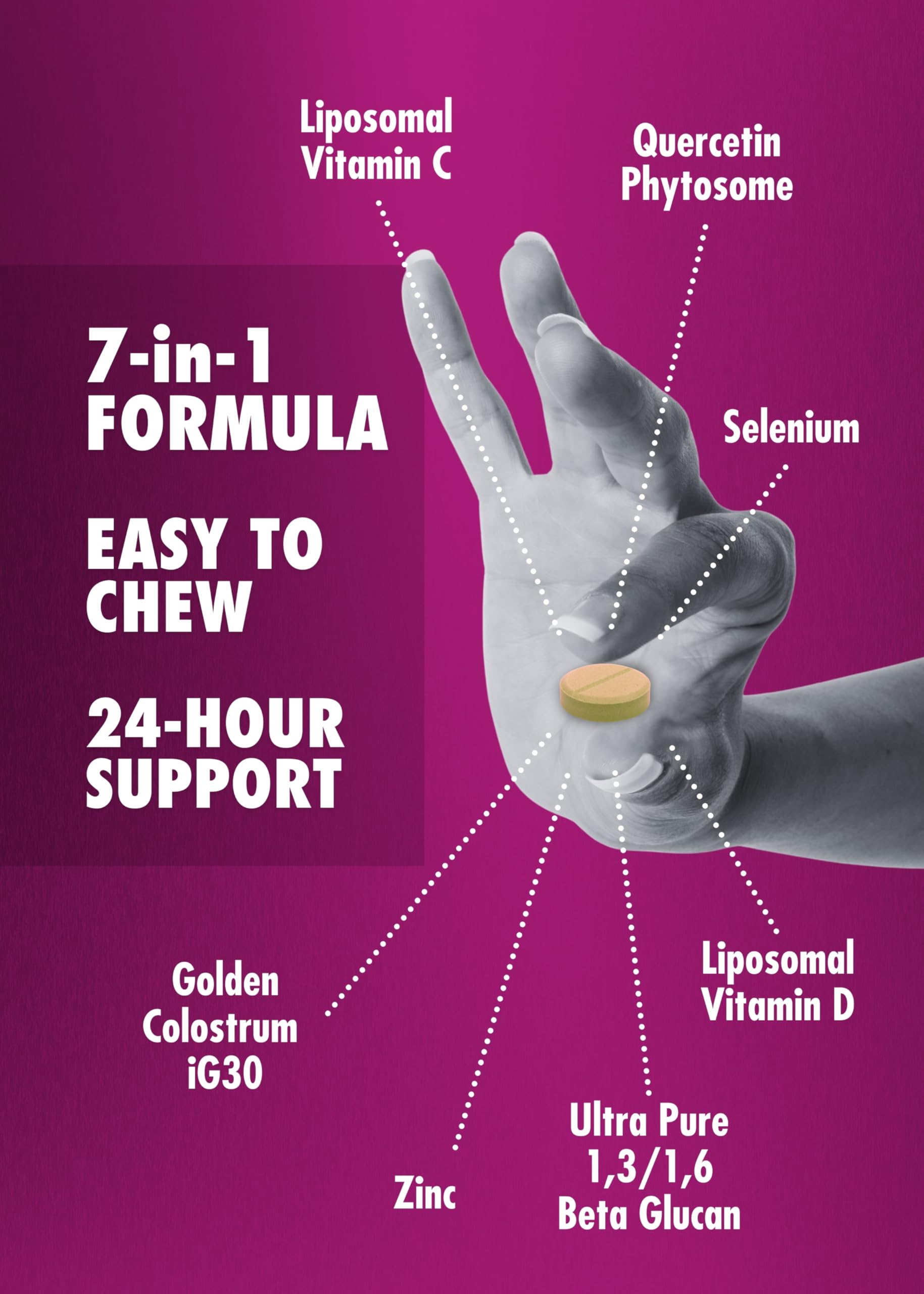 HEALTH DIRECT - Qubeco Immune Support with Vitamin D3, Liposomal Vitamin C, Quercetin, Beta-Glucan, Colostrum, Zinc, Selenium - Clinical Strength – 56 Soft Chew Tabs - 28 Day Supply - Pineapple Zest HEALTH DIRECTAu supplements