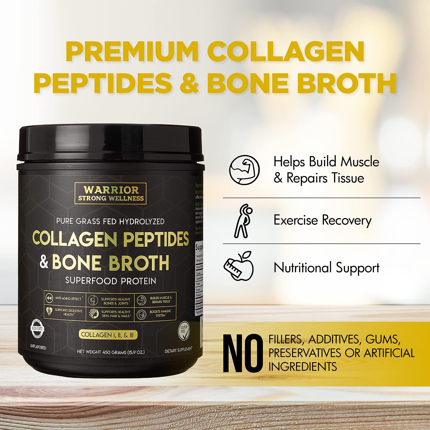 Warrior Strong Wellness Premium Collagen Peptides Bone Broth: Grass Fed Hydrolyzed Warrior Strong WellnessAu supplements