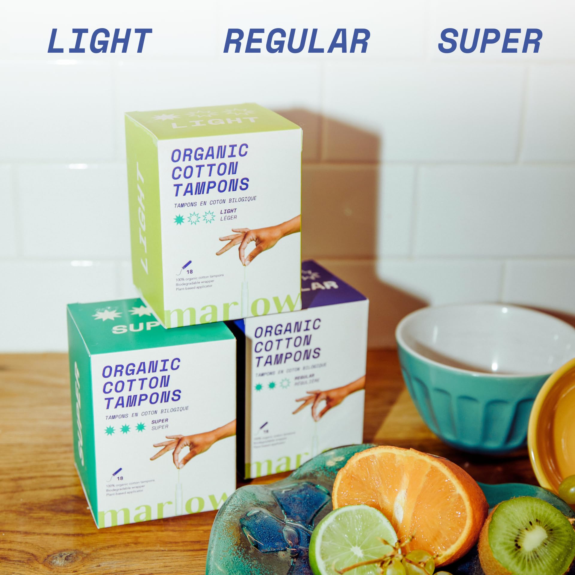 Award Winning 100% Organic Cotton Easy Glide Tampons with Compact Plant Based Applicator MARLOWAu supplements