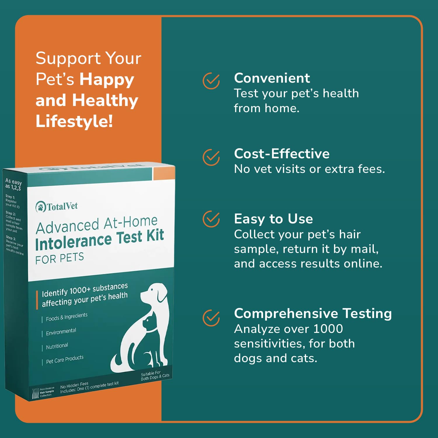 TotalVet Dog Allergy +1000 Food & Nutritional Sensitivity Test, Pet Intolerance Kit at Home — Advanced Complement to DNA Tests for Complete Pet Wellness TotalVetAu supplements