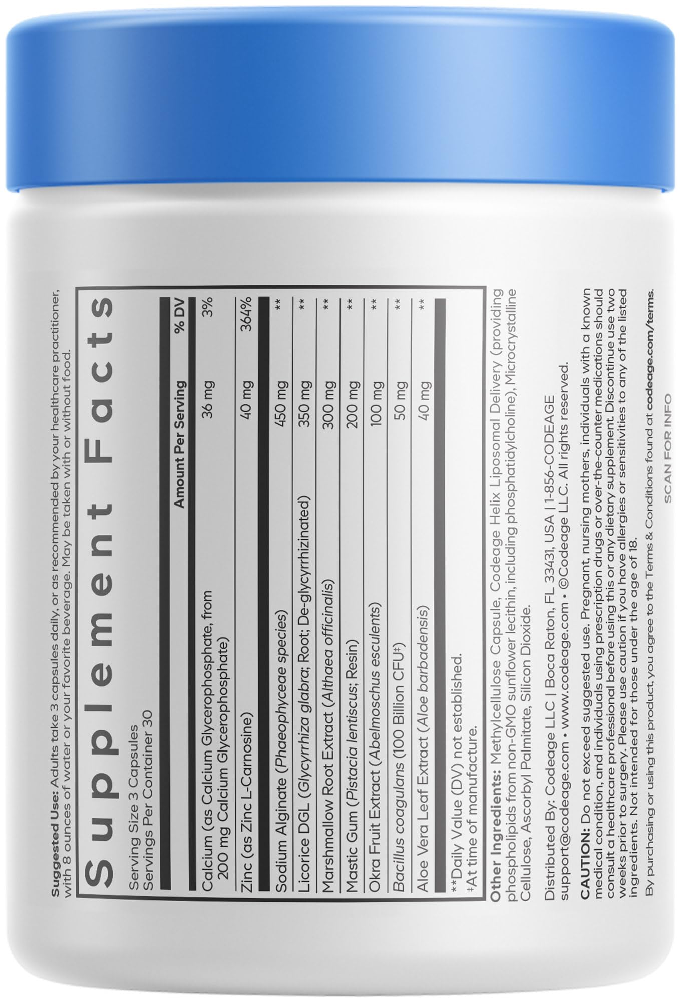 Codeage Acid Defense+ Supplement - Marshmallow Root, DGL Licorice, Aloe Vera, Probiotics, Alginic Acid, Zinc-L-Carnosine, Mastic Gum, Okra Fruit - Digestion Support - Non-GMO - 90 Capsules CodeageAu supplements